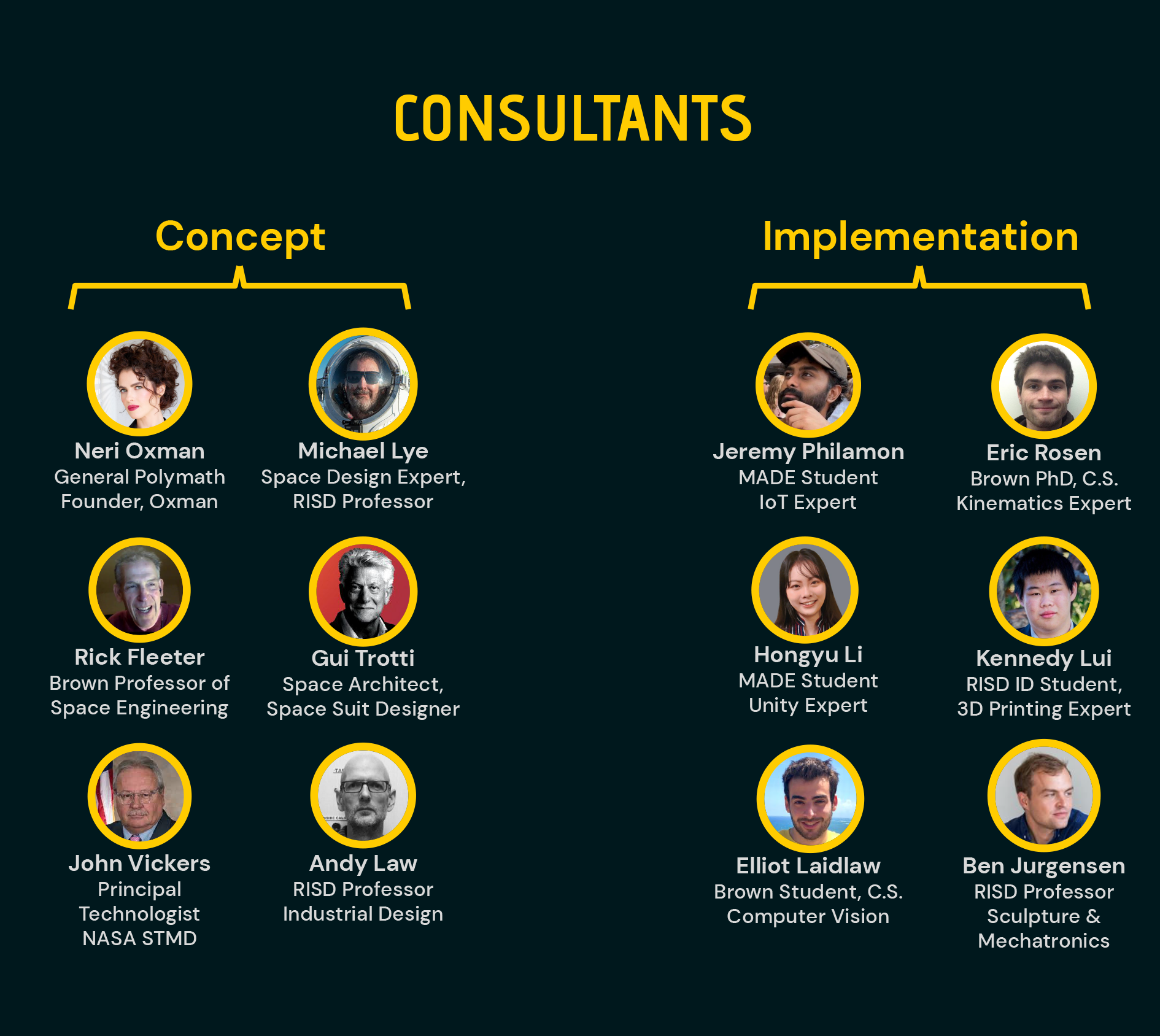 Project consultants for both concept and prototyping