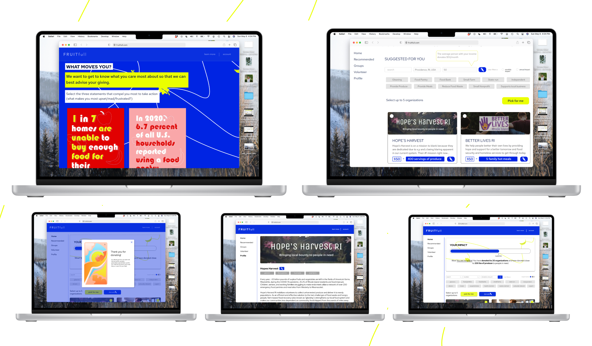 A selection of screens from our prototype