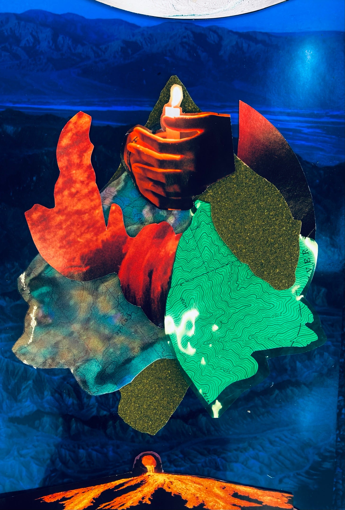 In a series of abstract collage works I explore cultural concepts of queer ecologies - focusing on eco-feminist topics of the transformative fluid body.  
