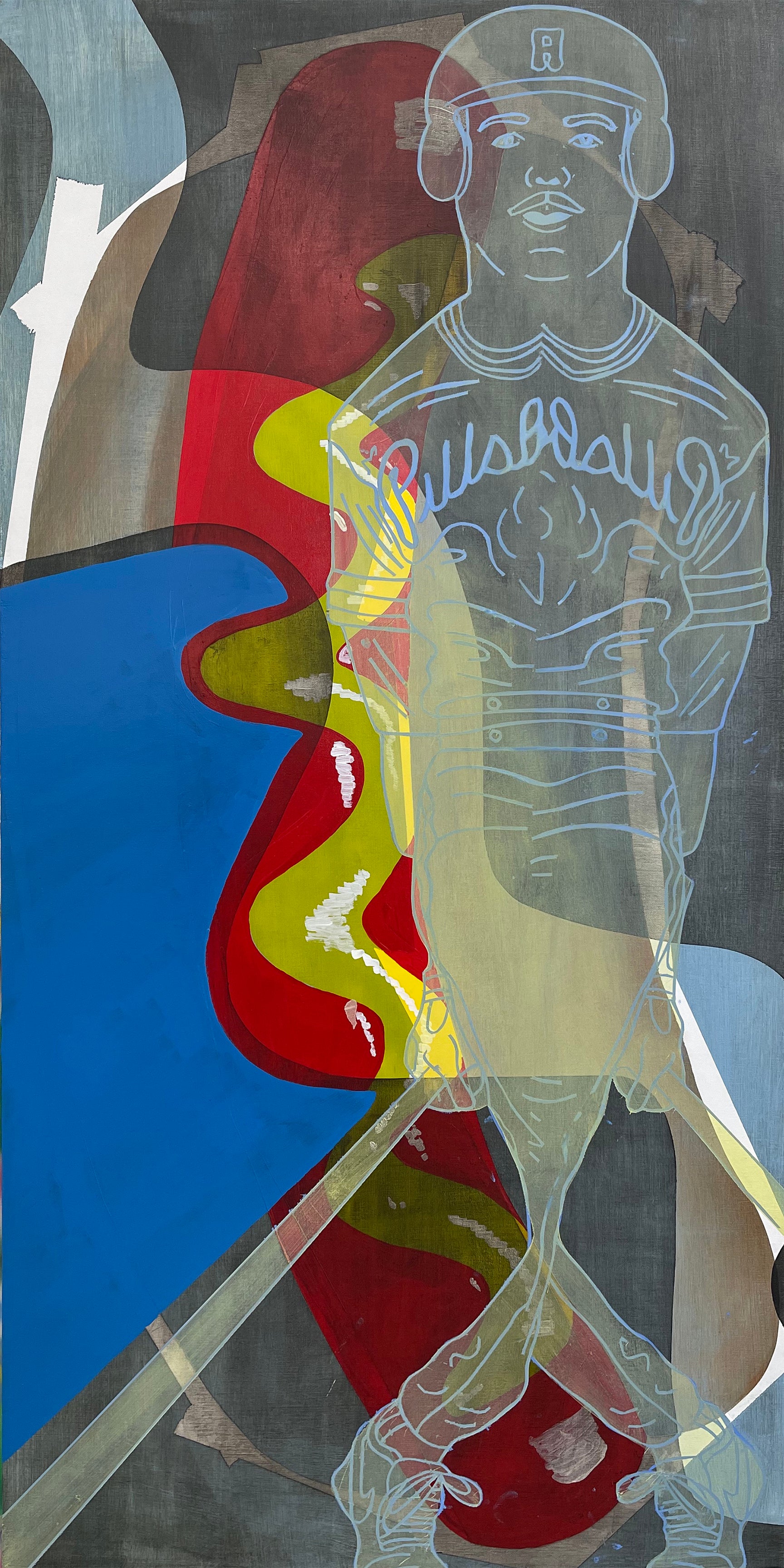 line drawn Barry Bonds and equally sized hot dog abscracted