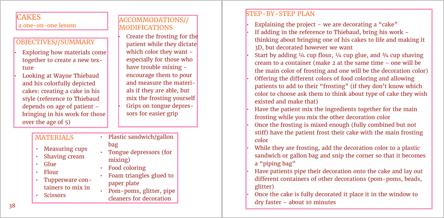 Lesson plan detailing objectives, materials, accommodations, and step-by-step plan