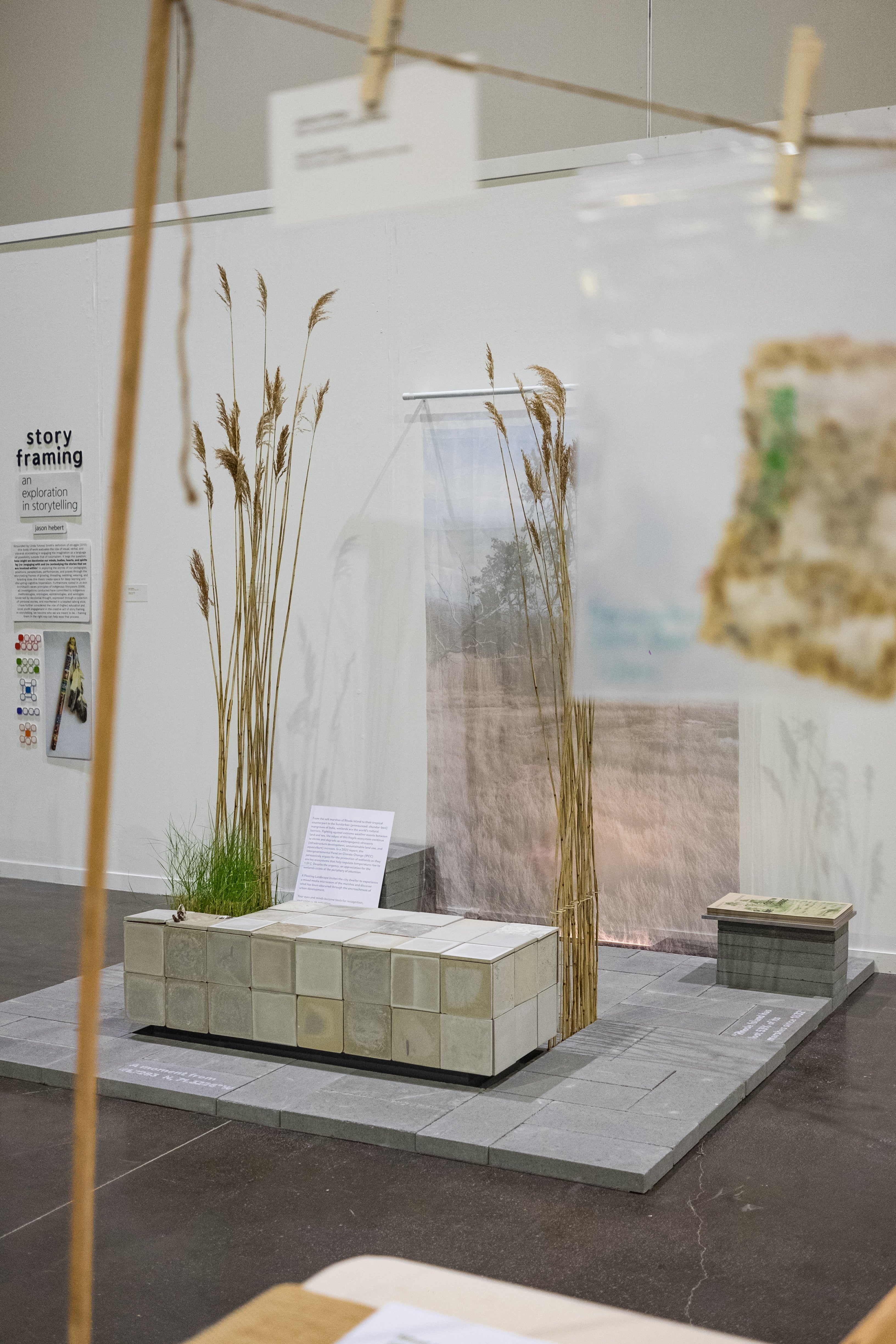 The image shows the installation with all materials and artifacts in place.