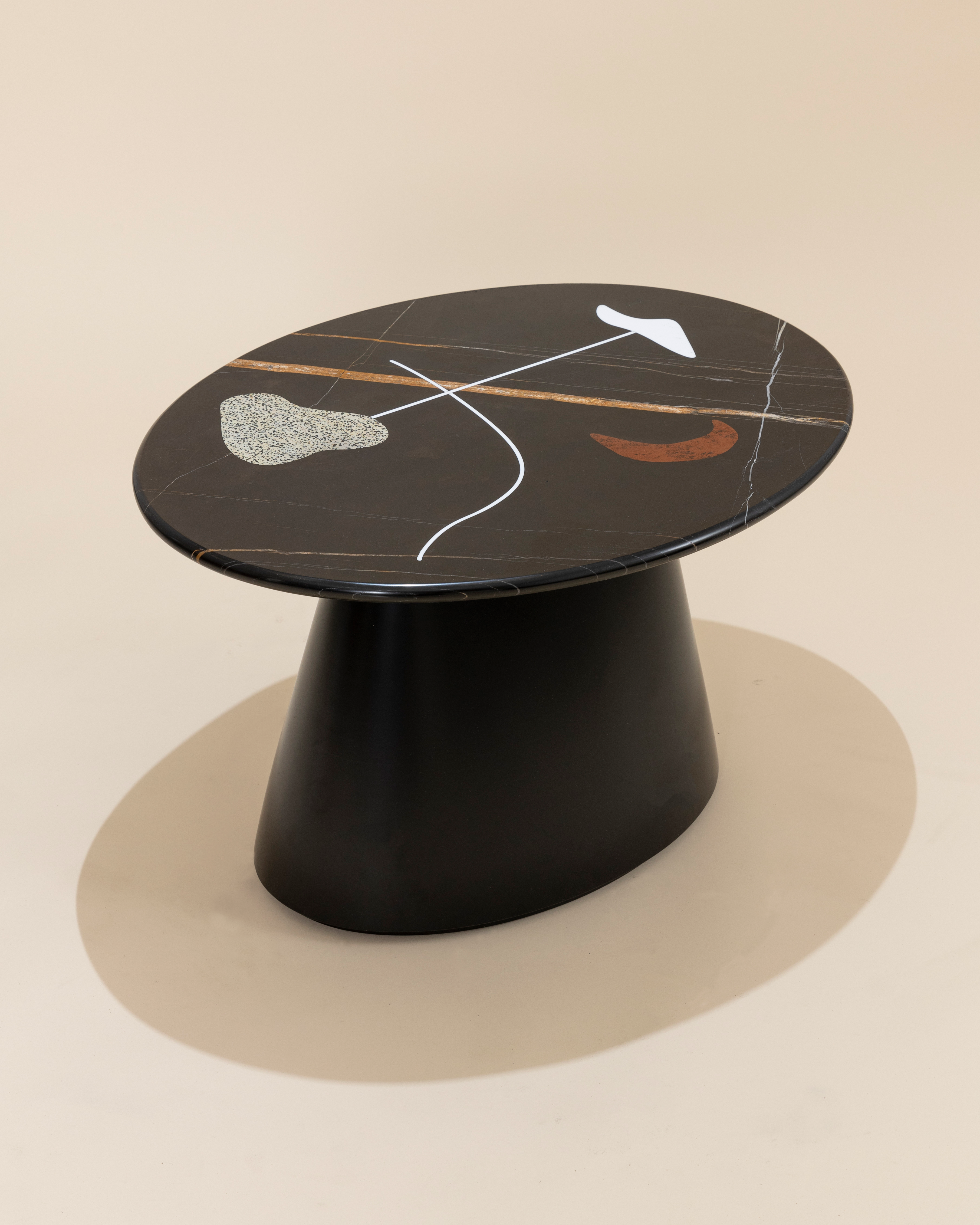 Inlaid marble and wood table