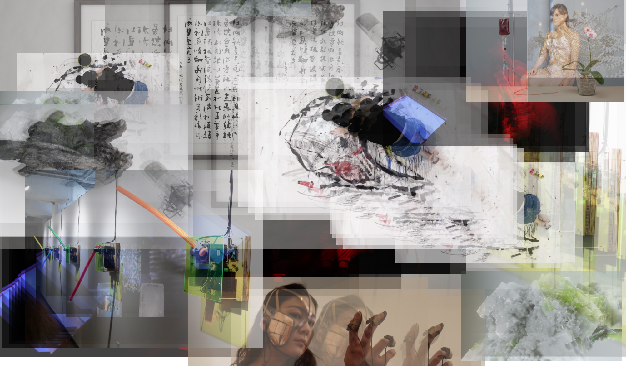 overlaid collage of student work