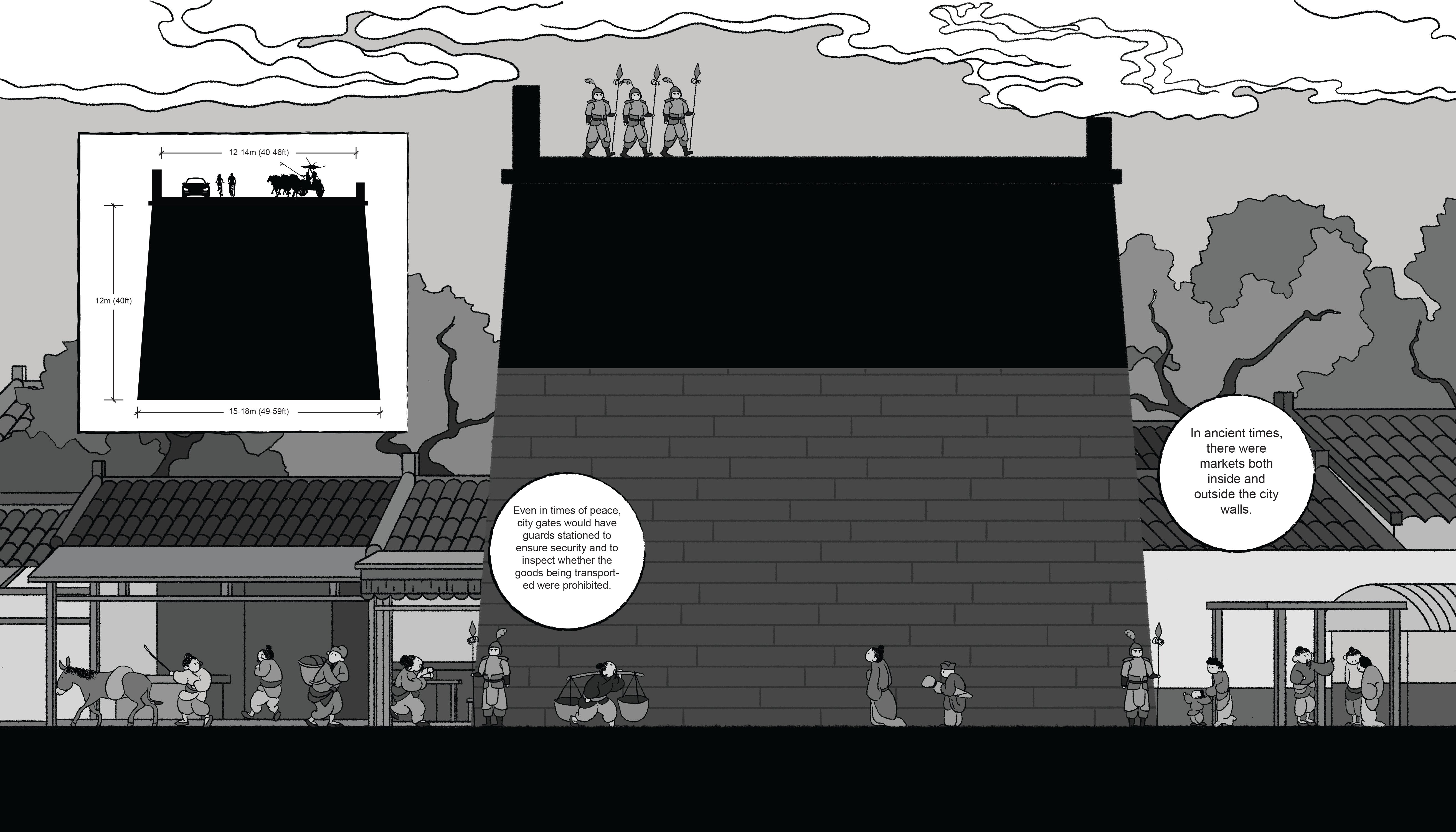 An imagined candid moments happened beneath the City Wall in ancient times
