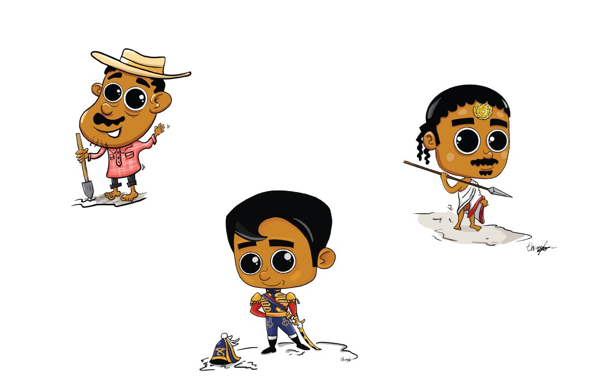 Some of the key characters  involved in the storytelling (that I designed/drew)