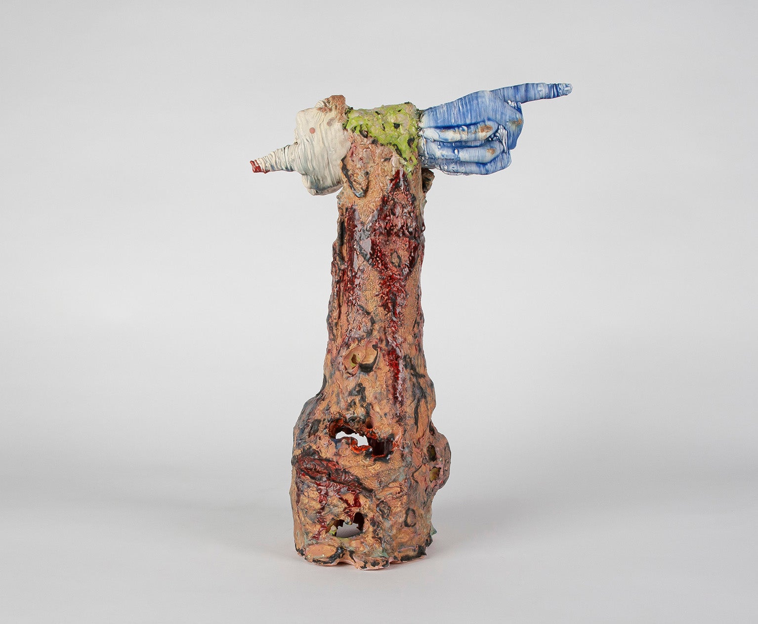 Signpost made from two ceramic printed Yad's pointing in opposing directions