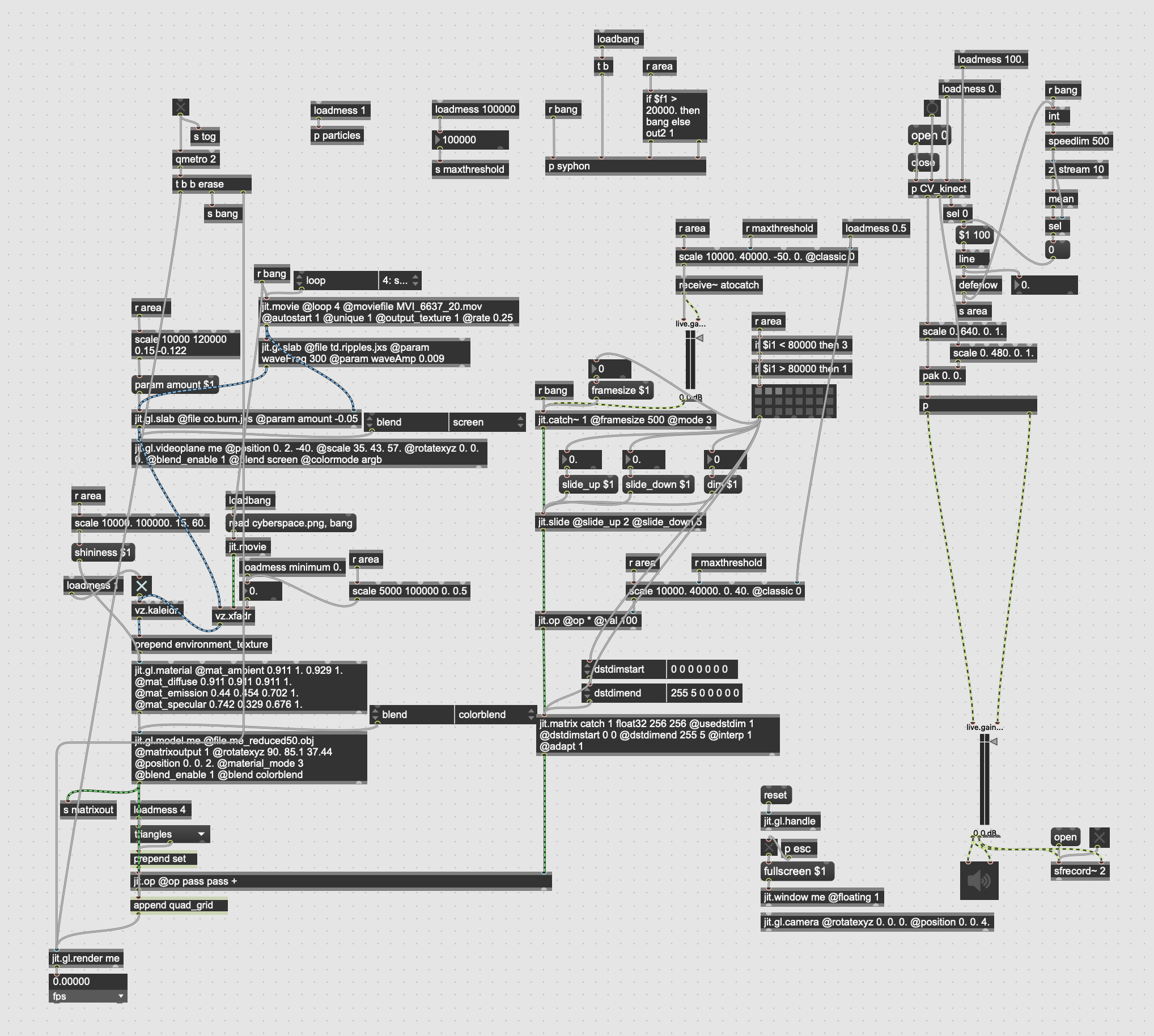 A computer program made in Max/MSP/Jitter.