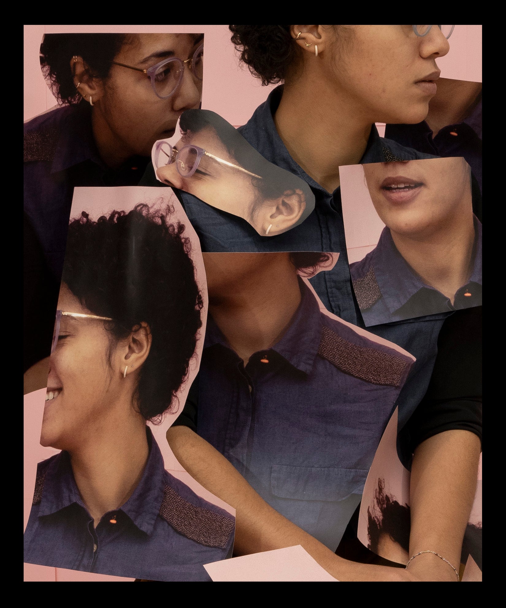Jenni 8, photograph of photos printed and collaged onto portrait sitter 