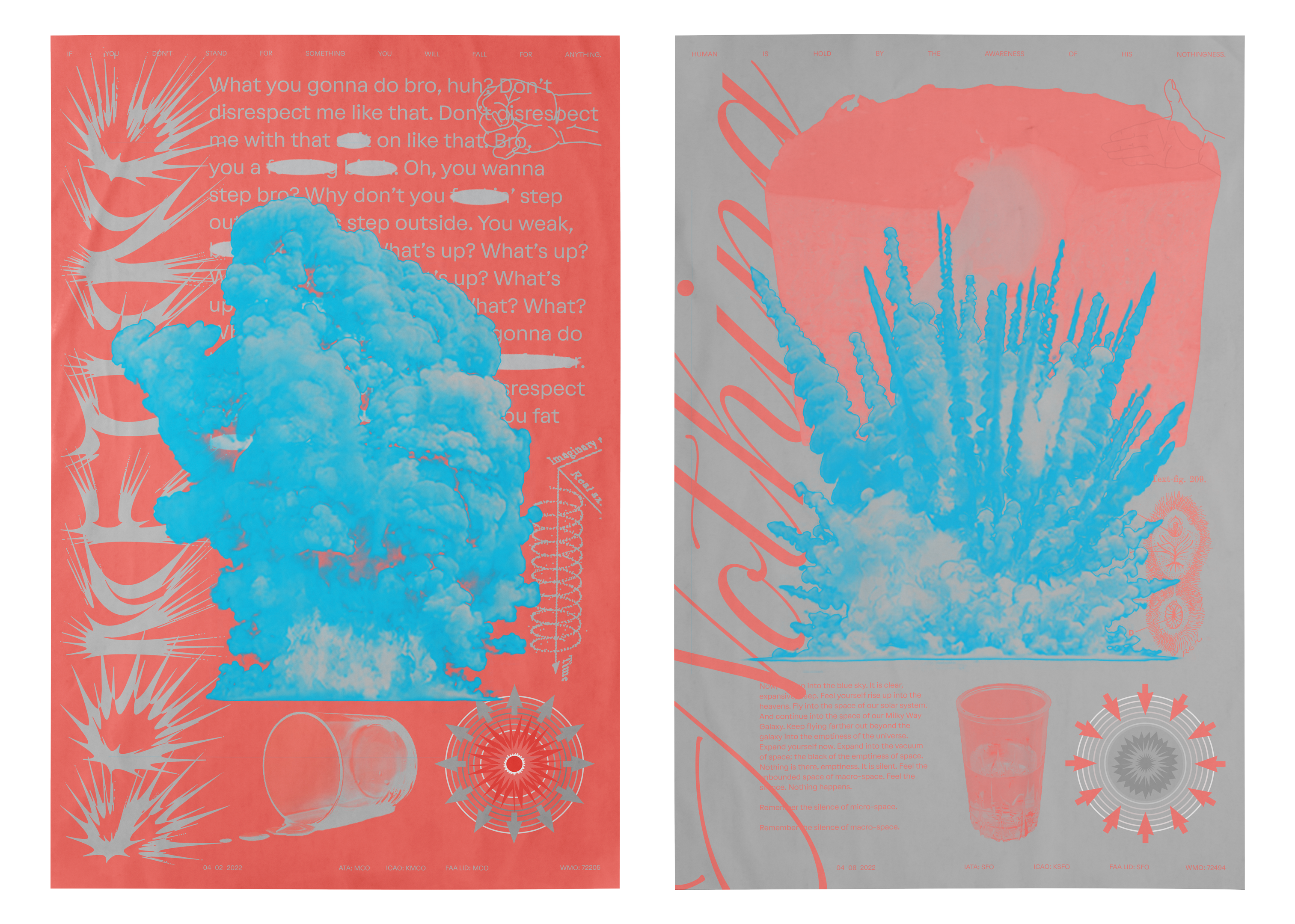 Two posters with text and image, one says SOMETHNG, the other says NOTHING