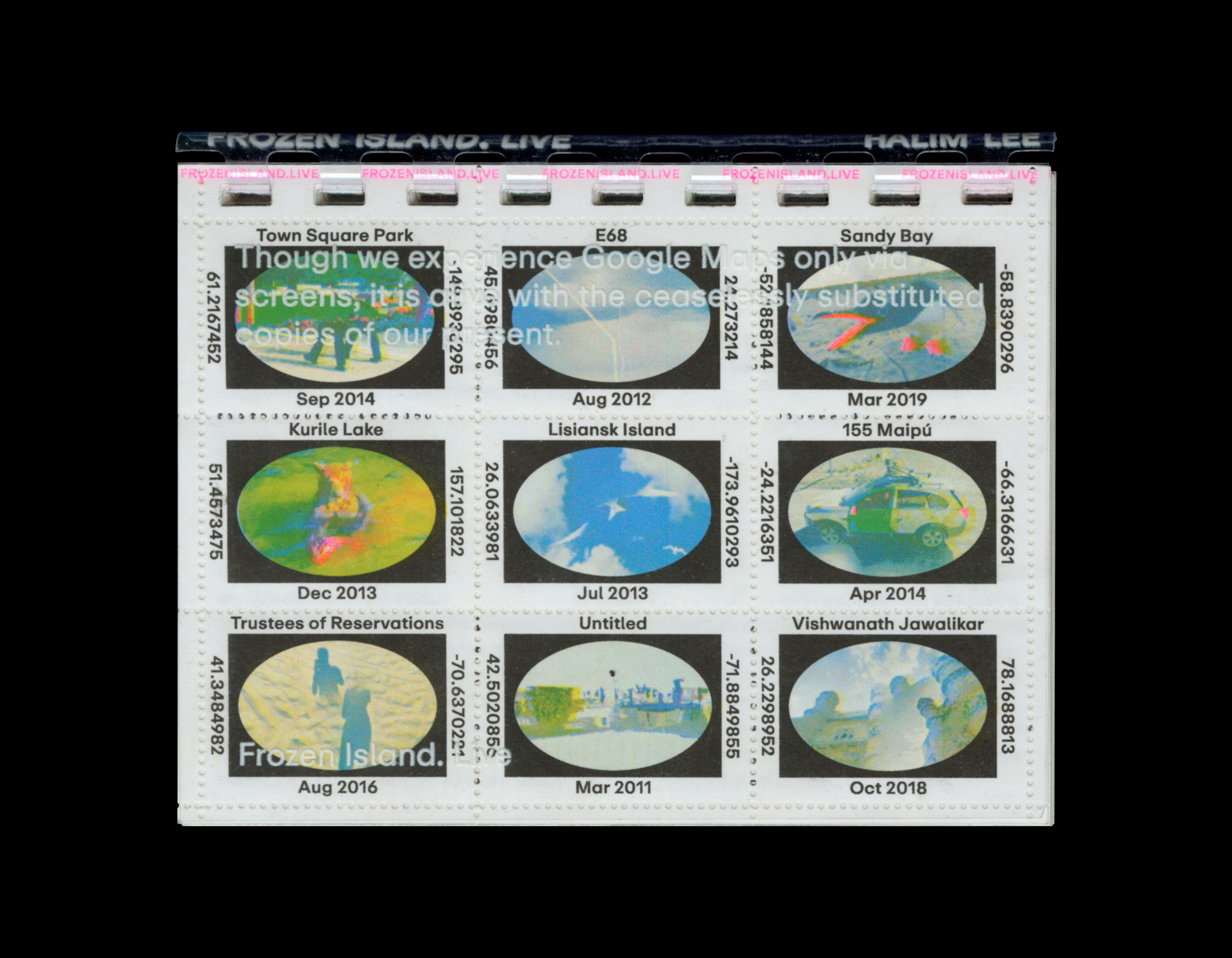Booklet with a grid of images that look like stamps