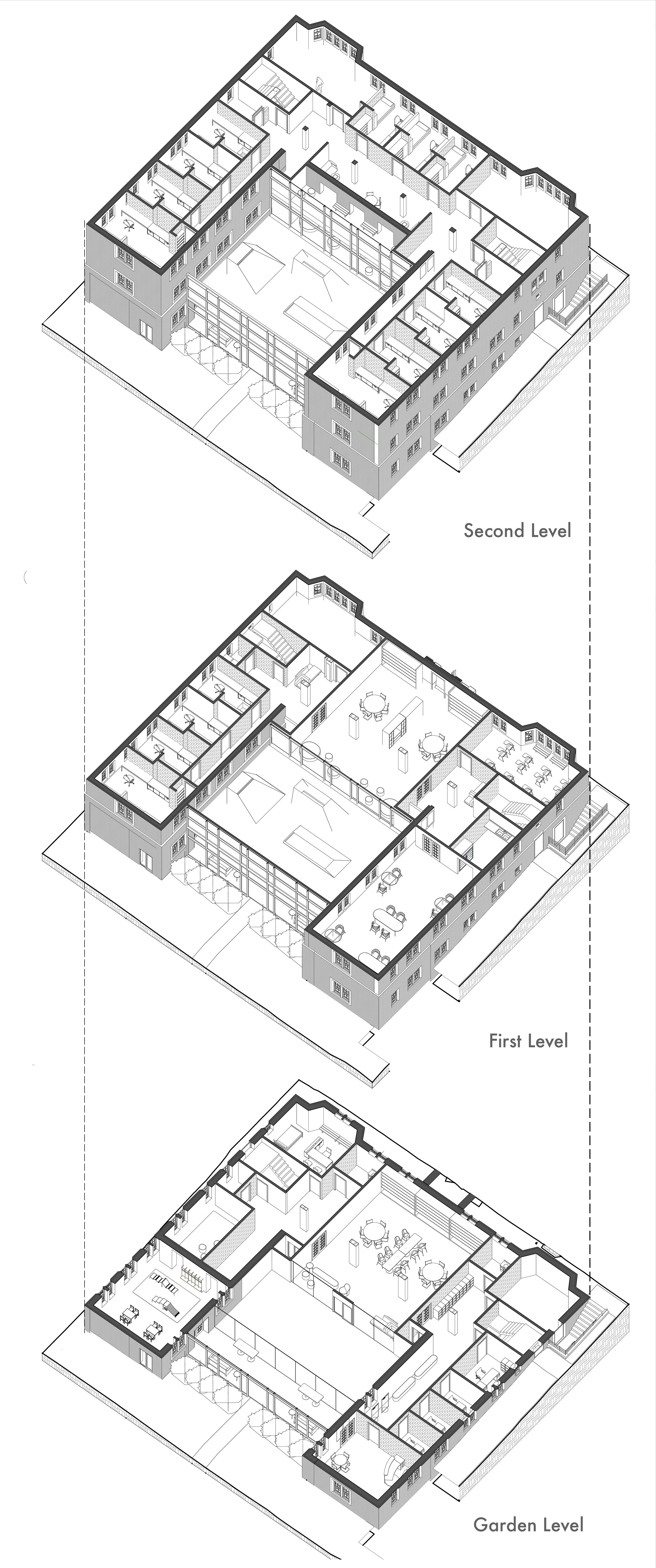 The careful addition of architectural thresholds regulate the interaction between Public, Semi Public and Private areas, ensuring control and security. Towards the interior, large communal spaces are planned with micro rooms. These shared spaces inculcate a sense of community whilst keeping minimal but sufficient comfort for residents in their private rooms. As homelessness can make one feel lonely and insecure, the balance of these two zones ensures comfort and support. Thus, creating a platform for growth