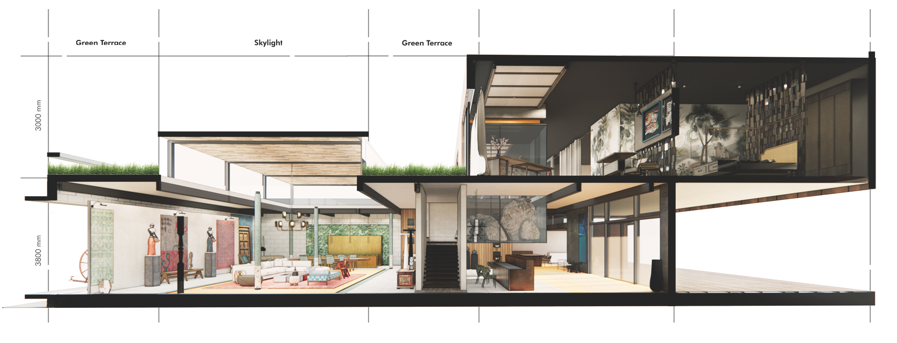 Each zone is a display of various materials and products that are curated to feel like a part of any home.