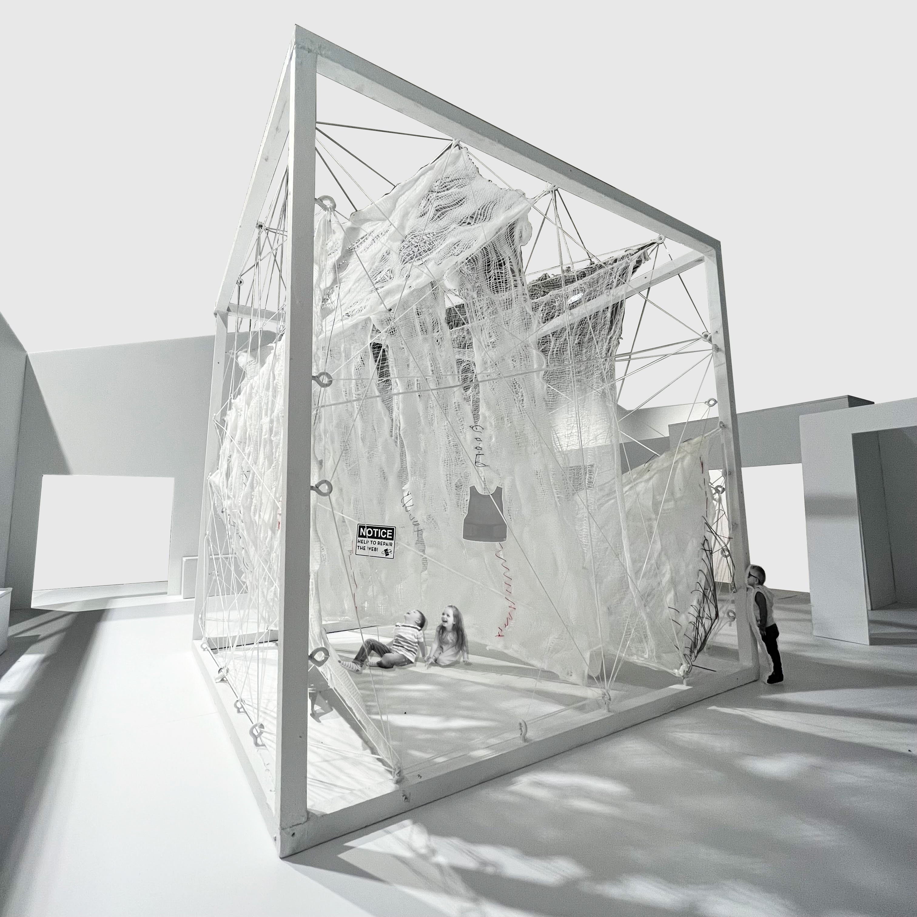 Diorama designed to encourage children to learn about spiders