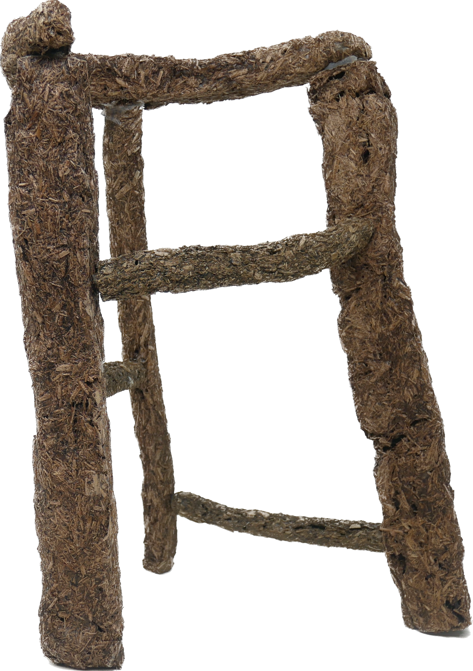 a structural sculpture with crossbars made out of hardened knotweed pulp