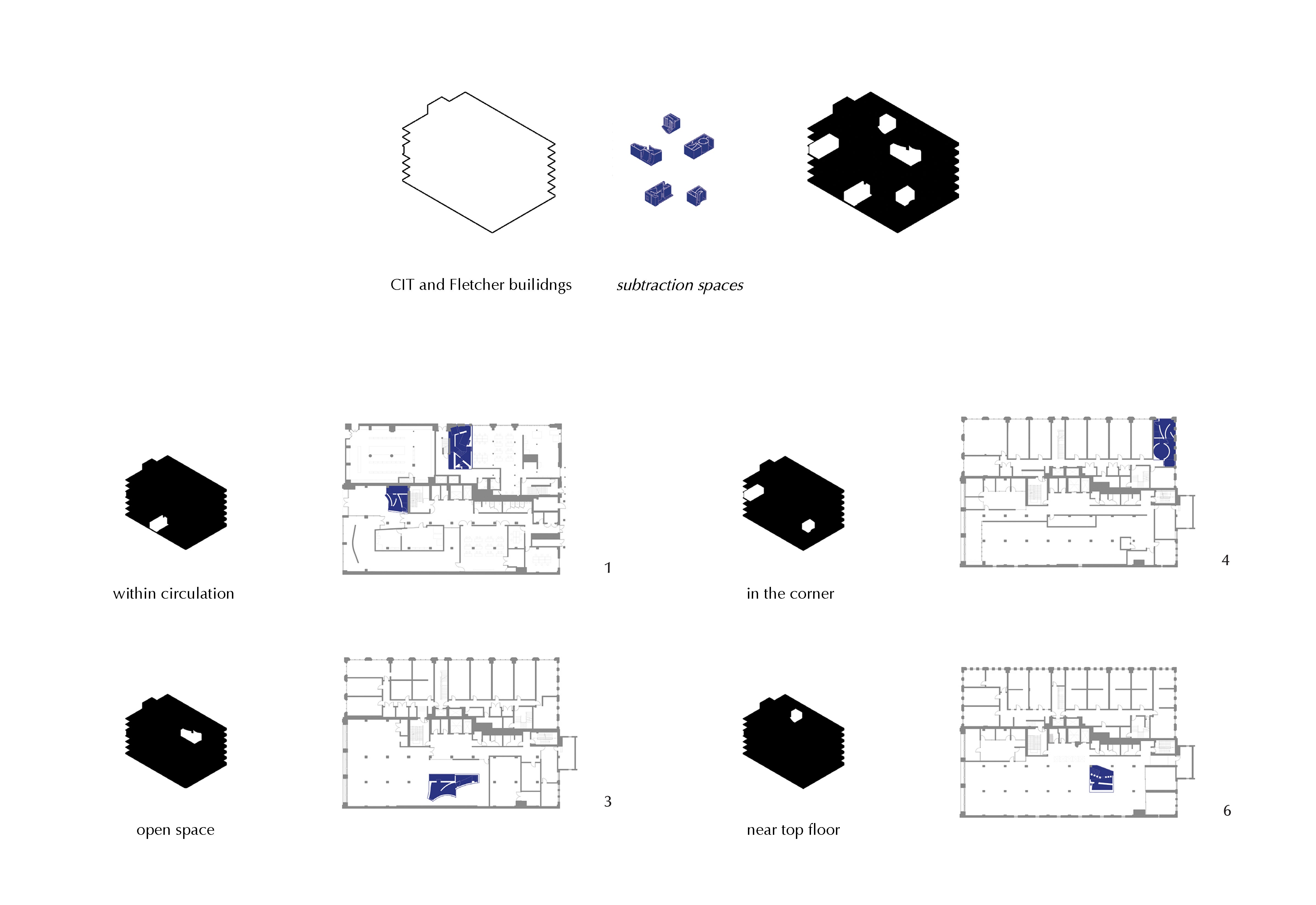 Subtraction spaces are applied to CIT and Fletcher buildings.