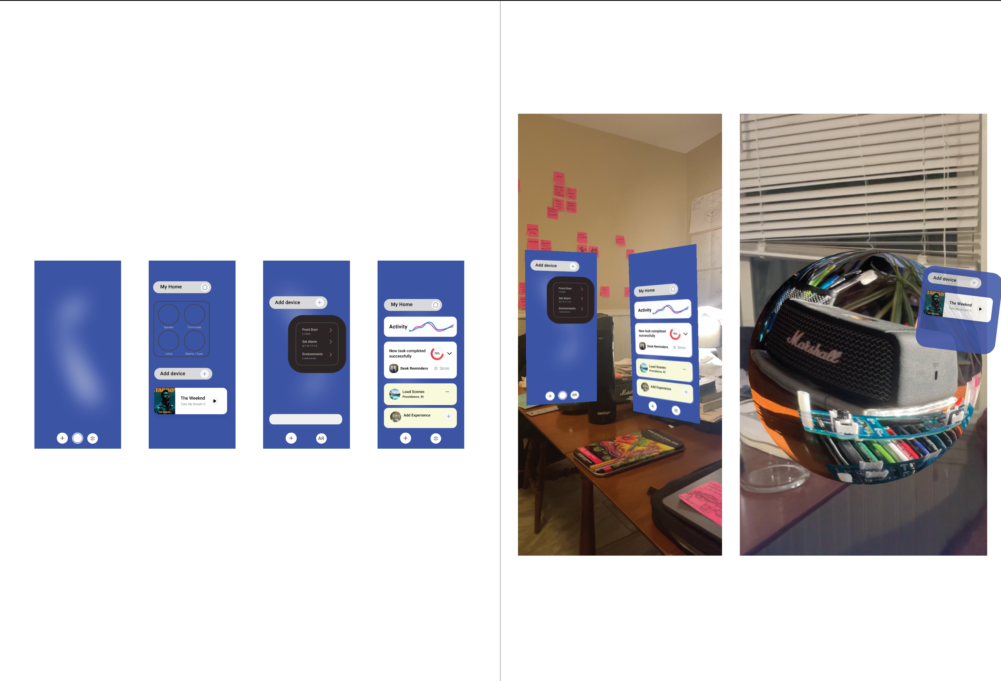 AR user flow to interact through app with devices and widgets in the home