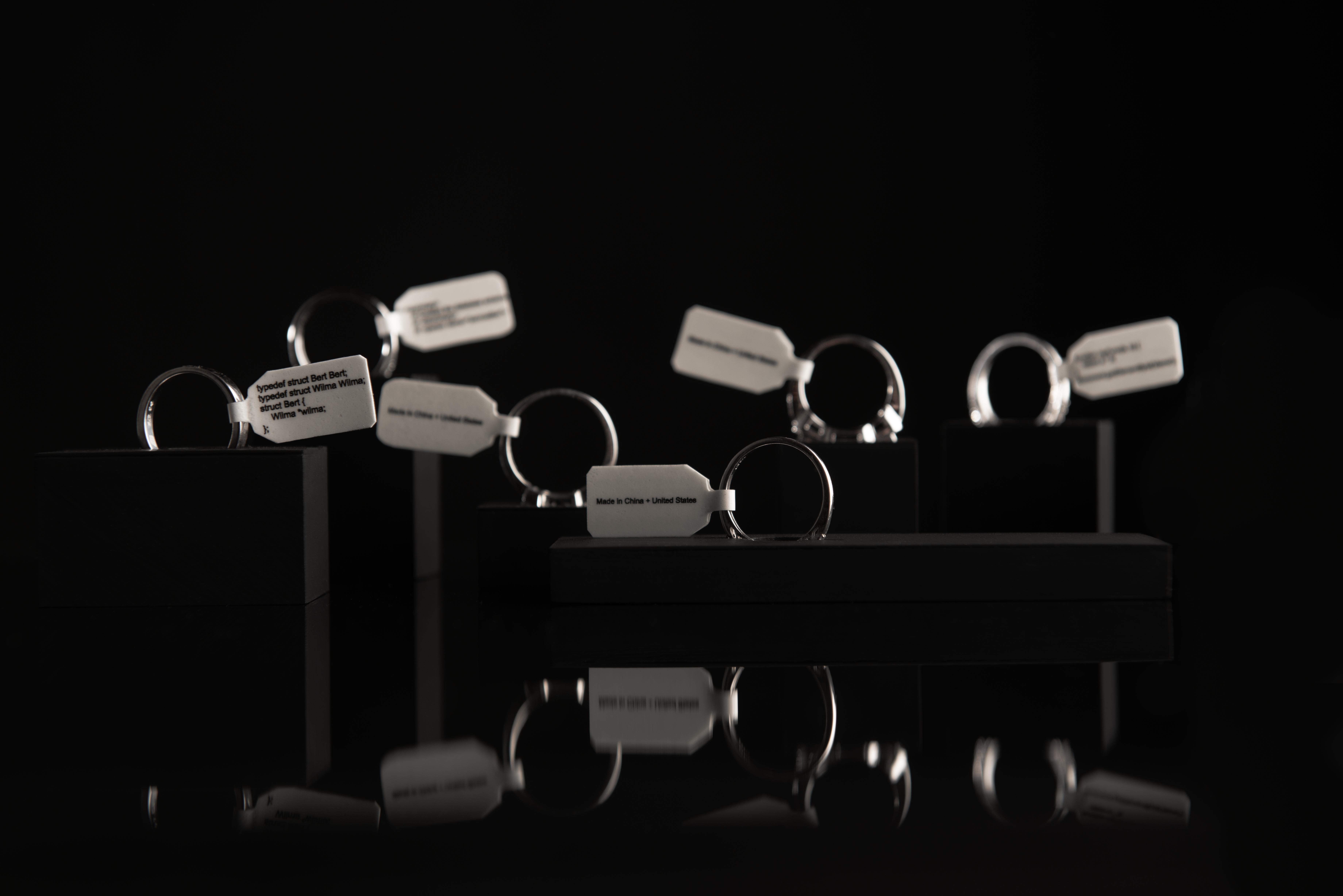 All the boxed rings are display together.