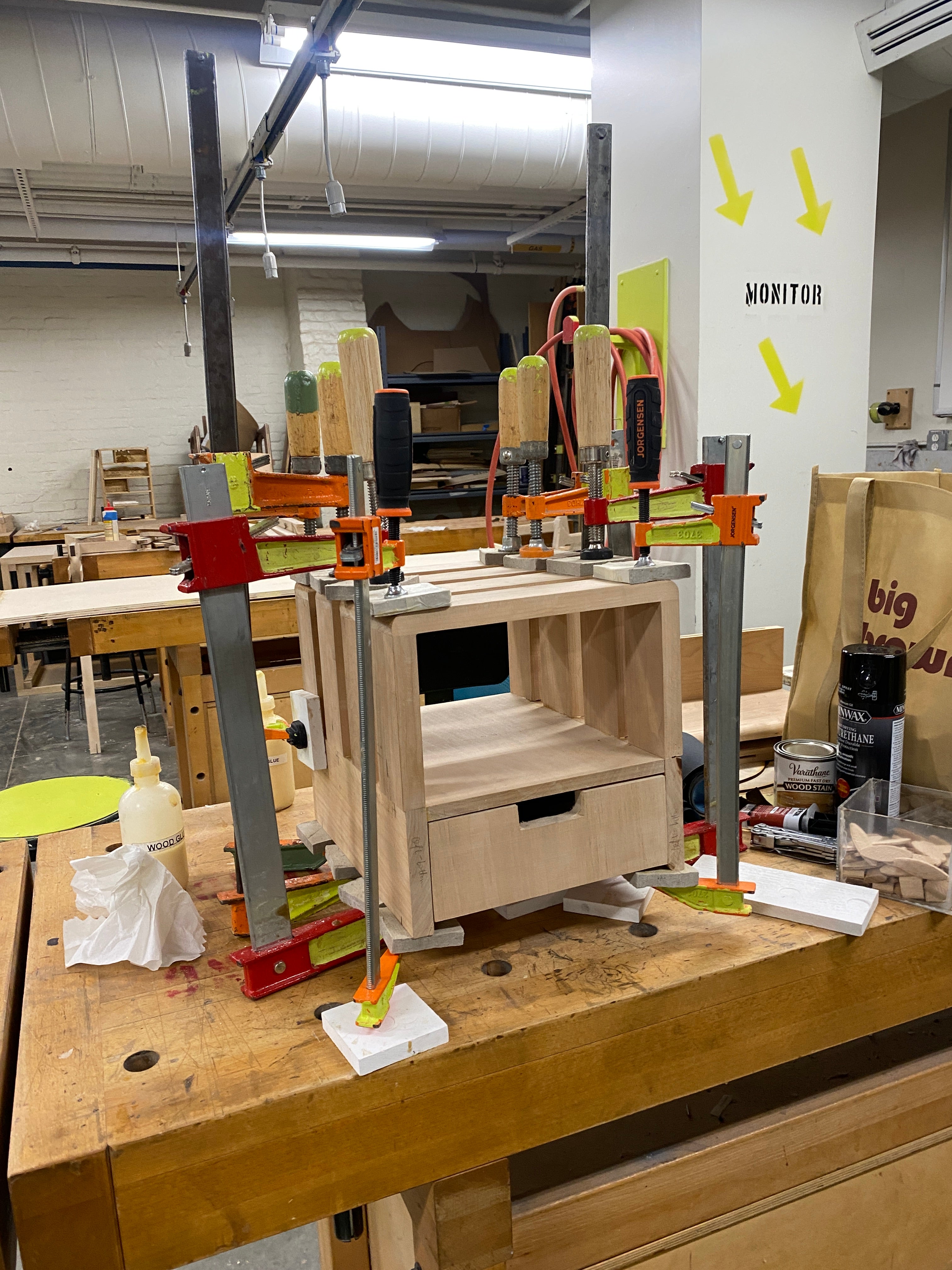 a gratuitous number of clamps.