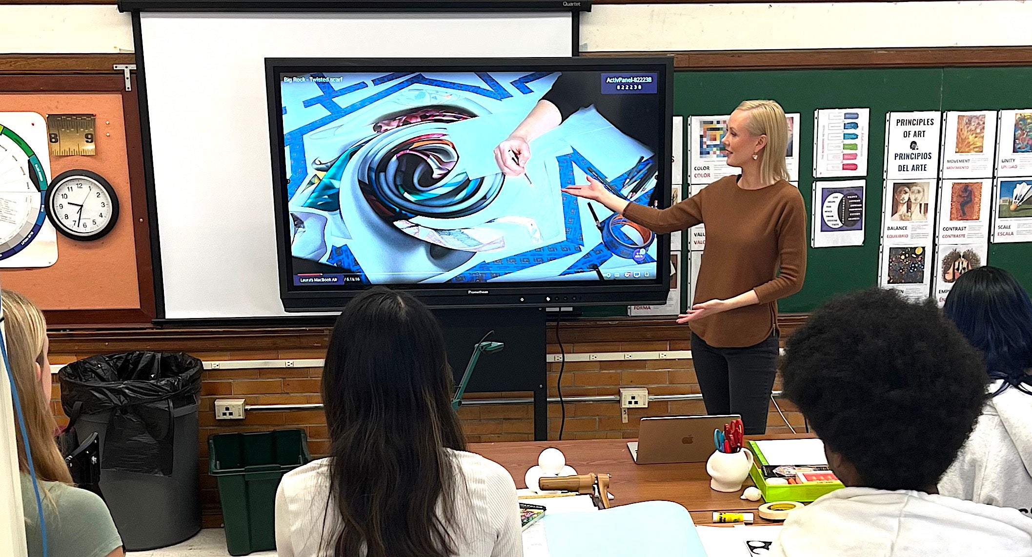 Advanced Art 1, Cranston High School East. Laura Lehto scaffolds a lesson in hyperrealistic drawing.