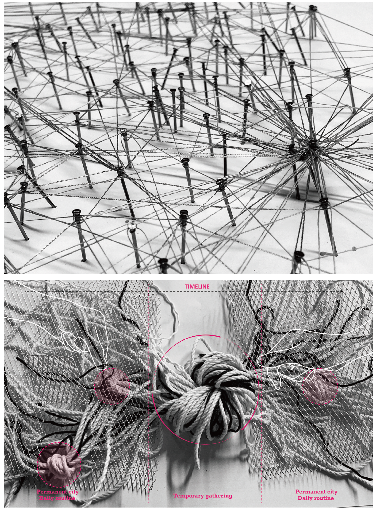 Conceptual models demonstrate the influx and outflux in temporary urbanism