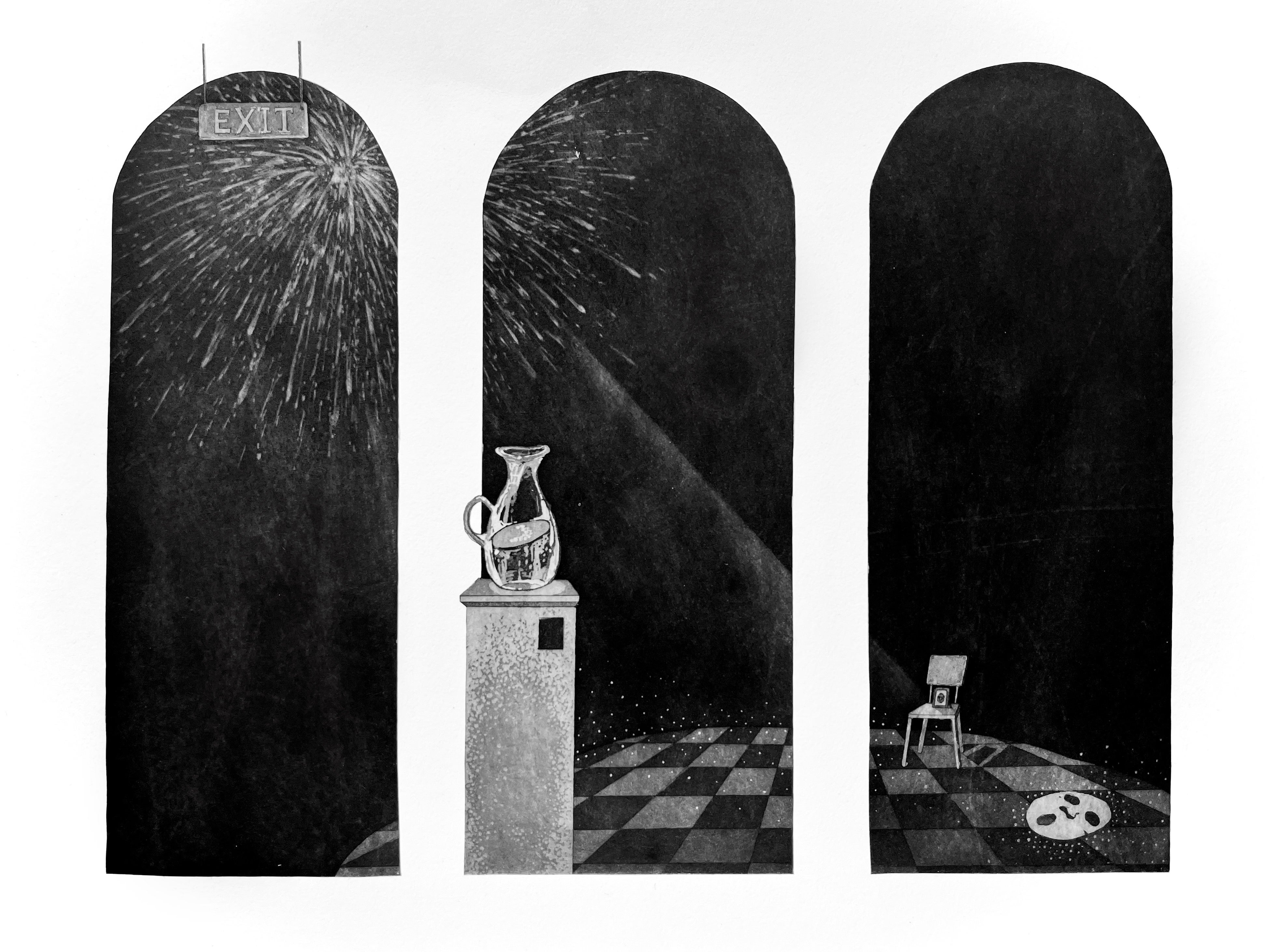 Three arches (firework at midnight)