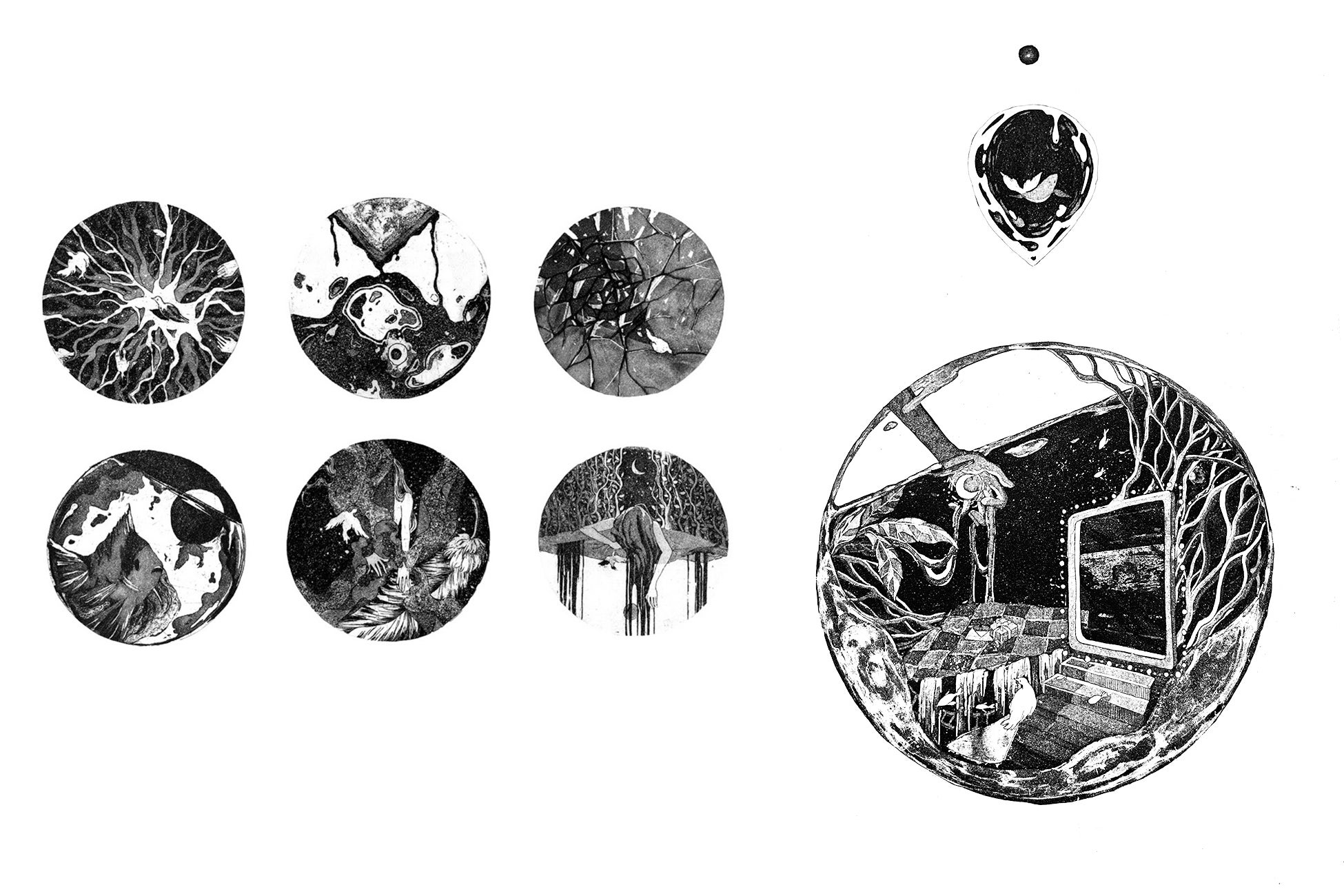 Six small circles plus one big circle