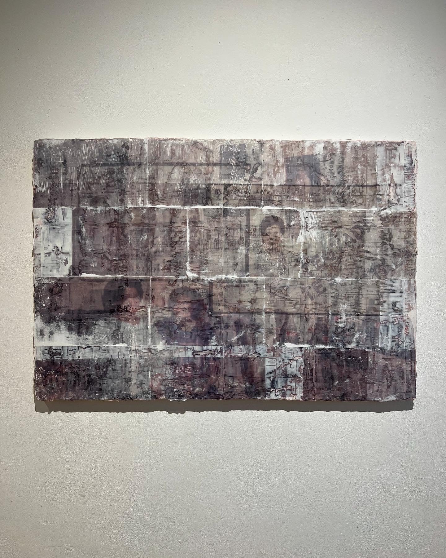 A painting composed of layered image transfers