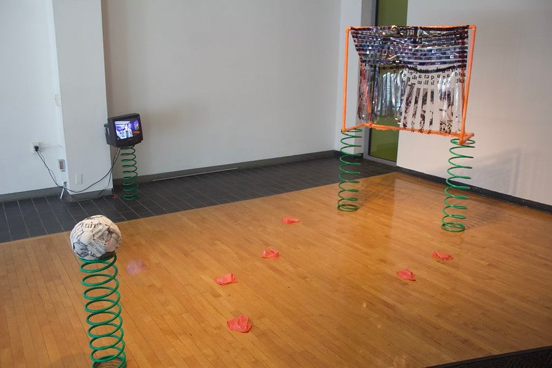pvc pipes goal on metal springs