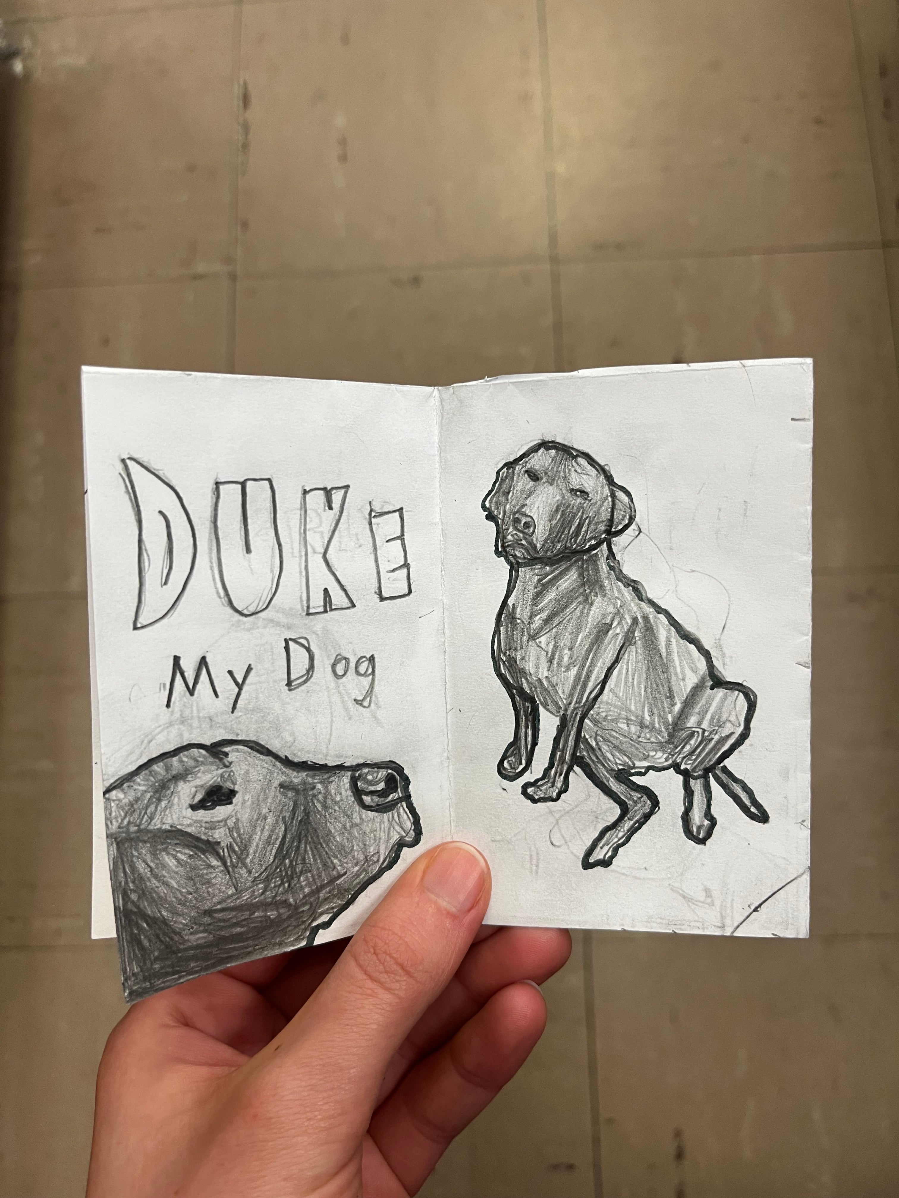 Pilgrim High School student creates an All About Me Zine with illustrations of their dog.