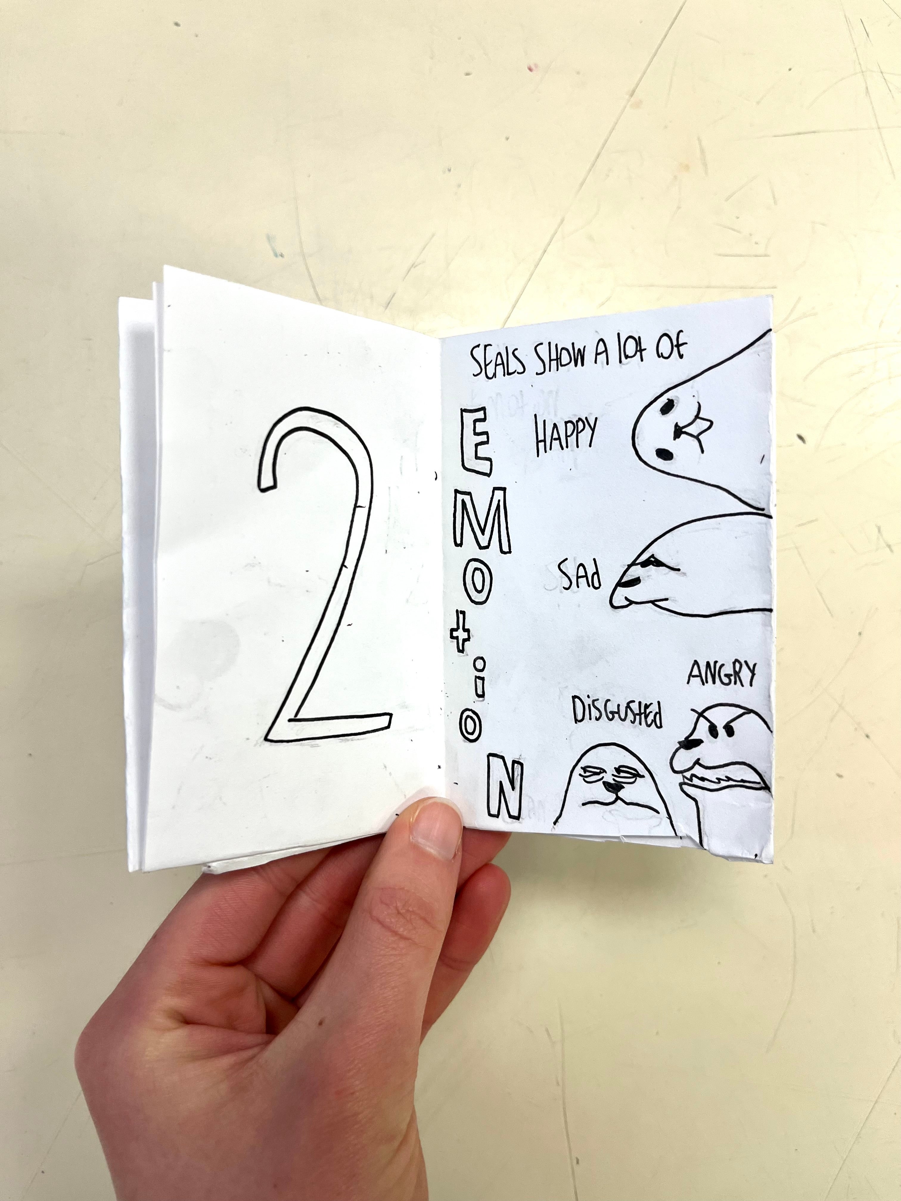 Pilgrim High School student creates a zine detailing why seals are the best animal.