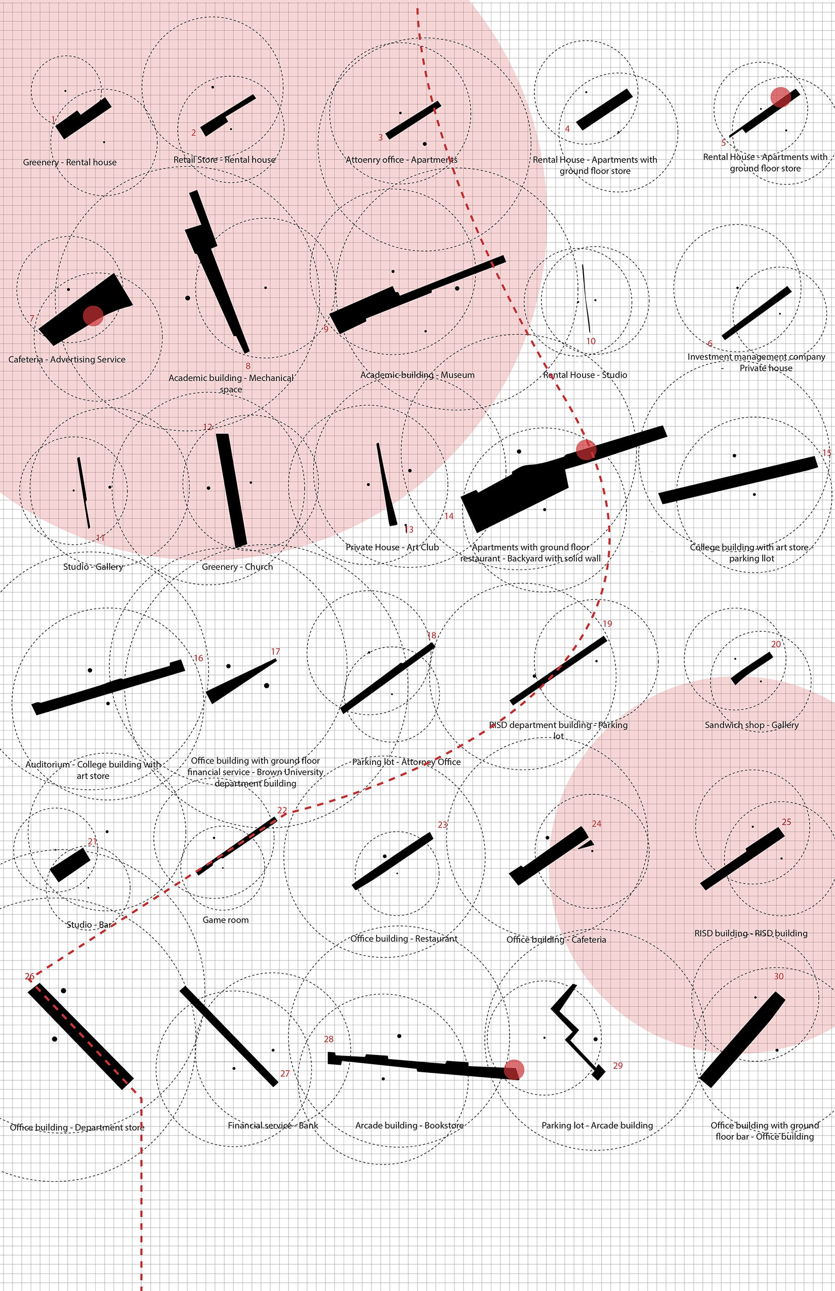 Section drawing of installing structures into narrow site for plant growth.