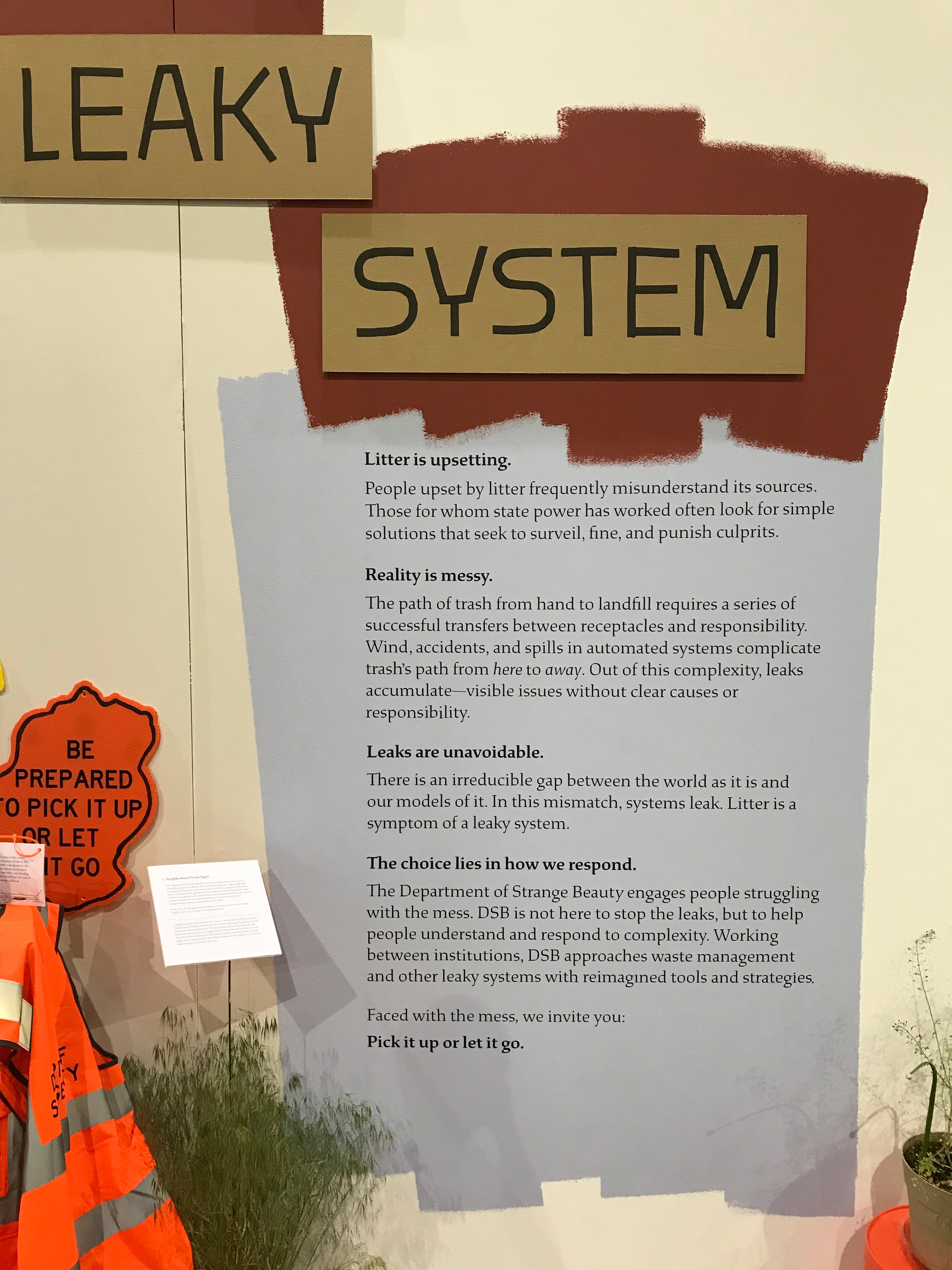 Installation view of wall text from "Freedom is a Leaky System"