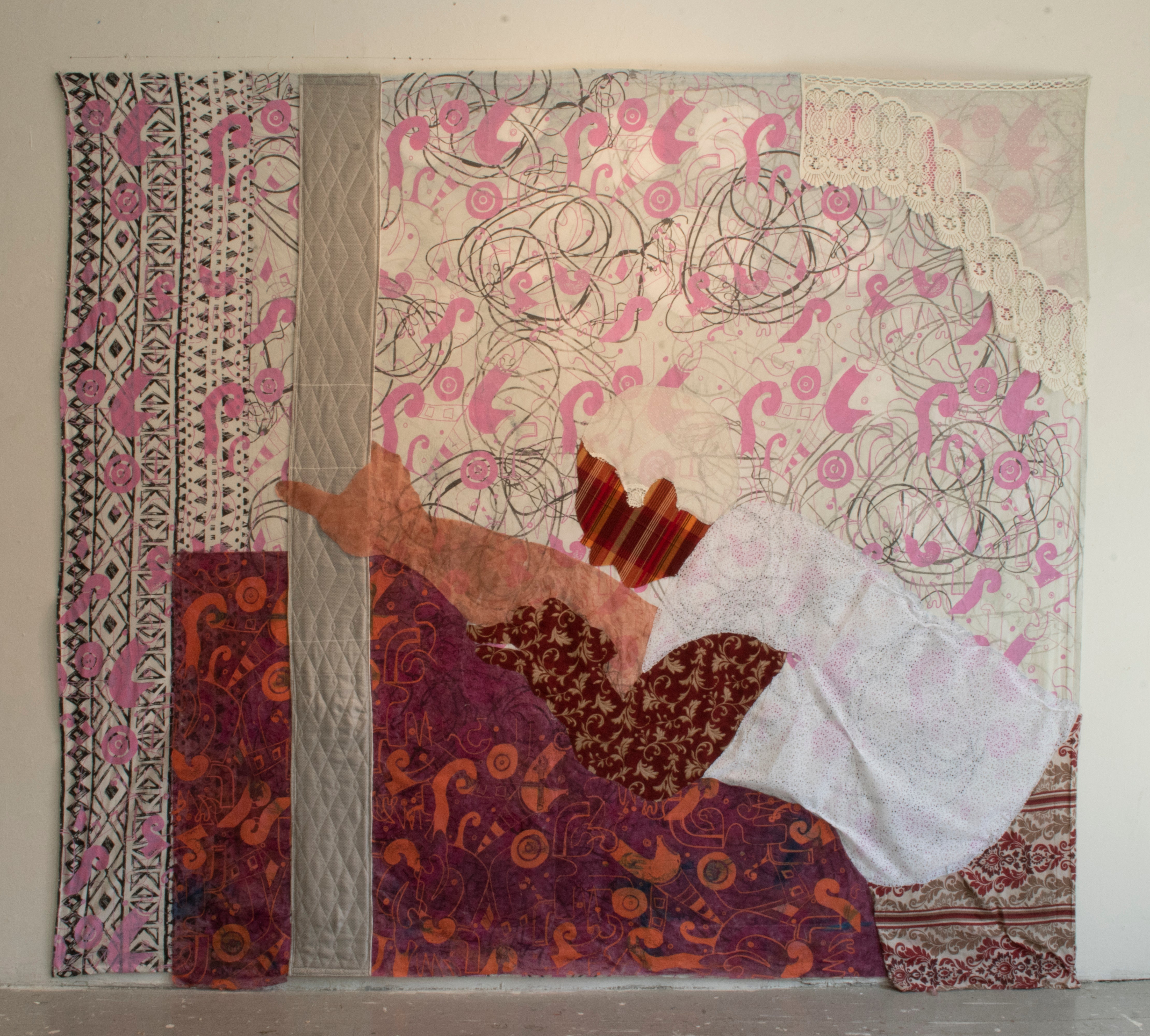 mixed media on thrift fabrics