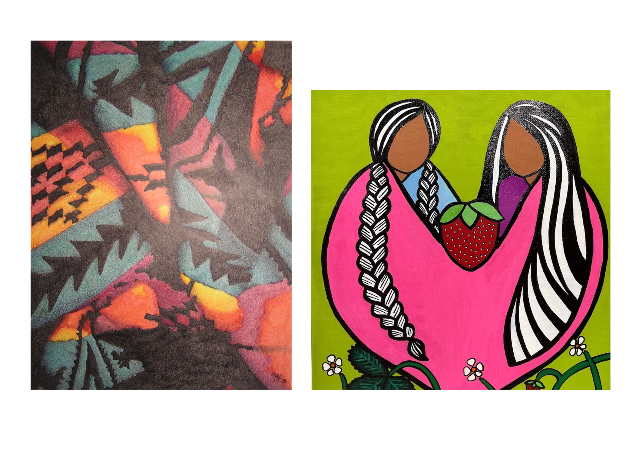 Indigenous artwork by Angel Beth Smith and Silvermoon LaRose from the Narragansett community, Rhode Island