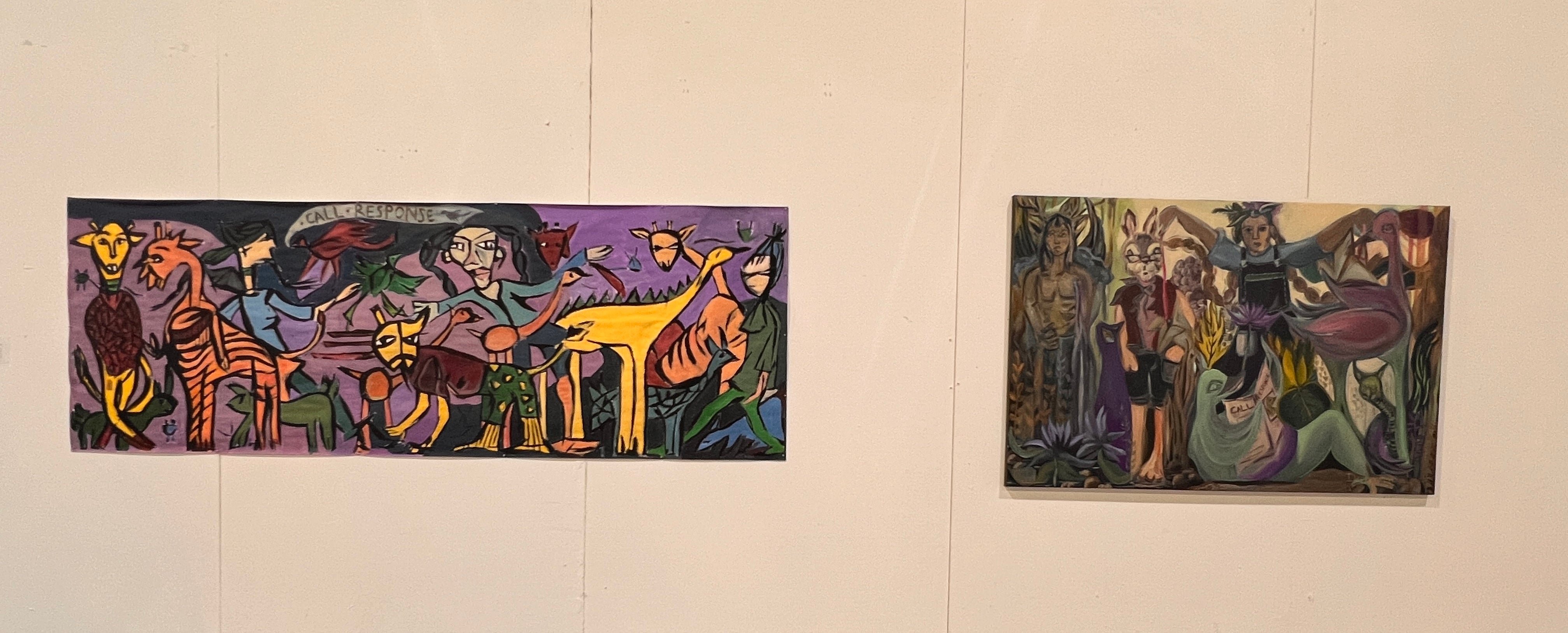 two paintings on a wall