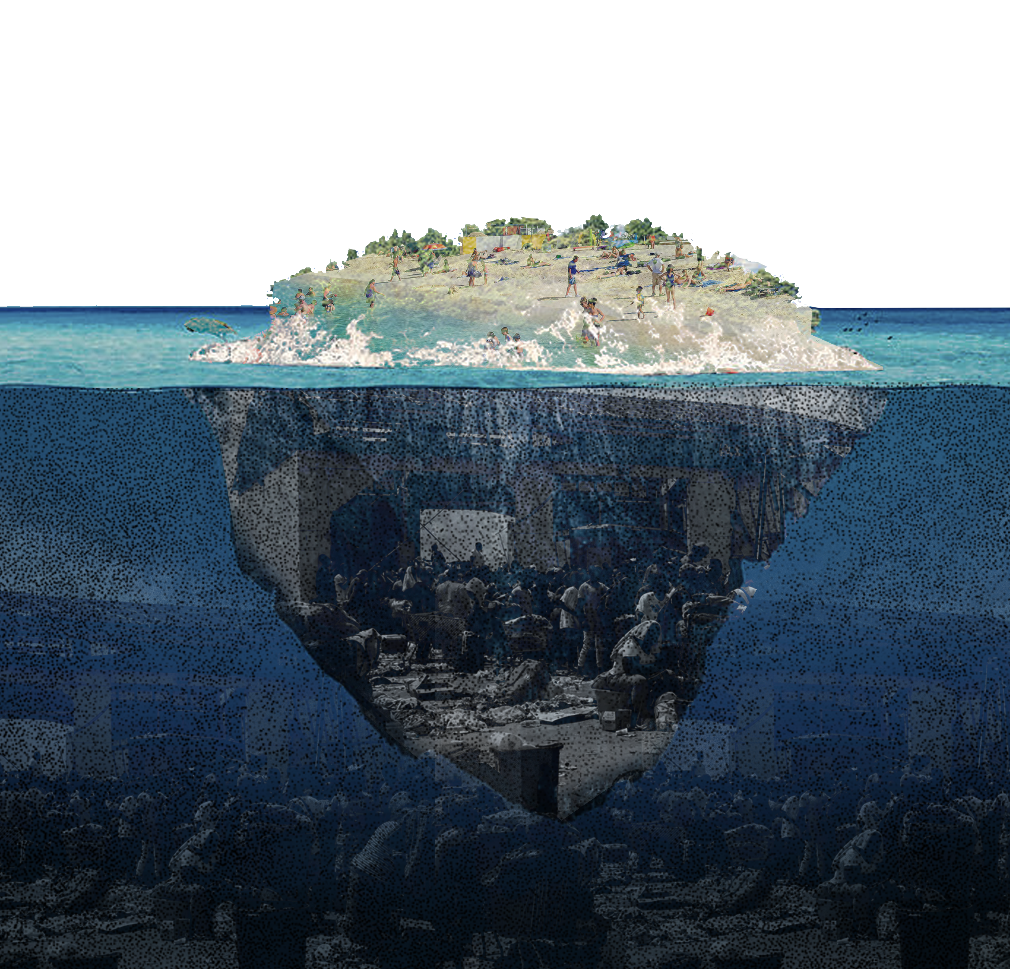 /An%20island%20collage%20with%20two%20sides.%20Above%20the%20water%20are%20the%20happy%20tourists%2C%20below%20the%20water%20are%20the%20distressed
