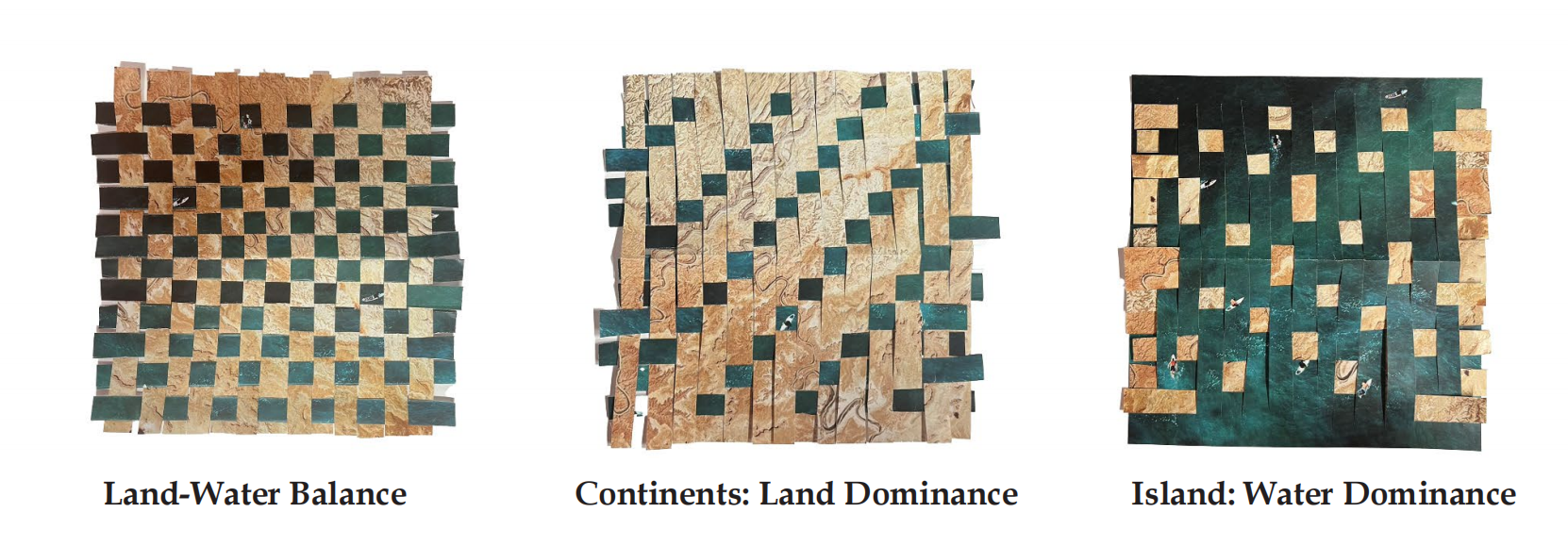 /A%20weave%20made%20with%20two%20colors%20of%20paper%20suggests%20that%20the%20ratio%20of%20water%20to%20land%20determines%20the%20difference%20between%20a%20continent%20and%20a%20small%20island