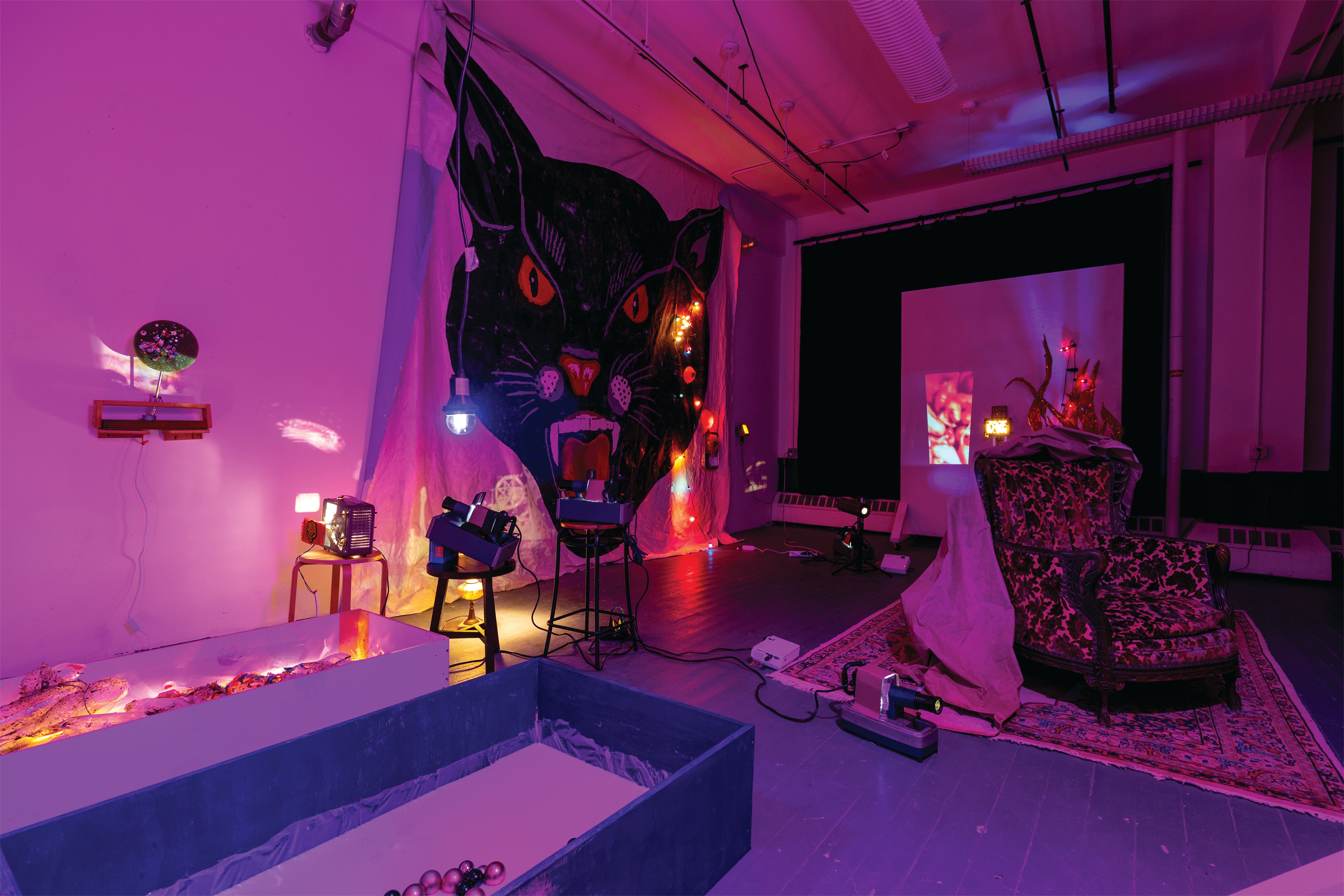 /An%20installation%20piece%20that%20contains%20found%20objects%2C%20christamas%20tree%20lights%2C%20and%20projections.%20