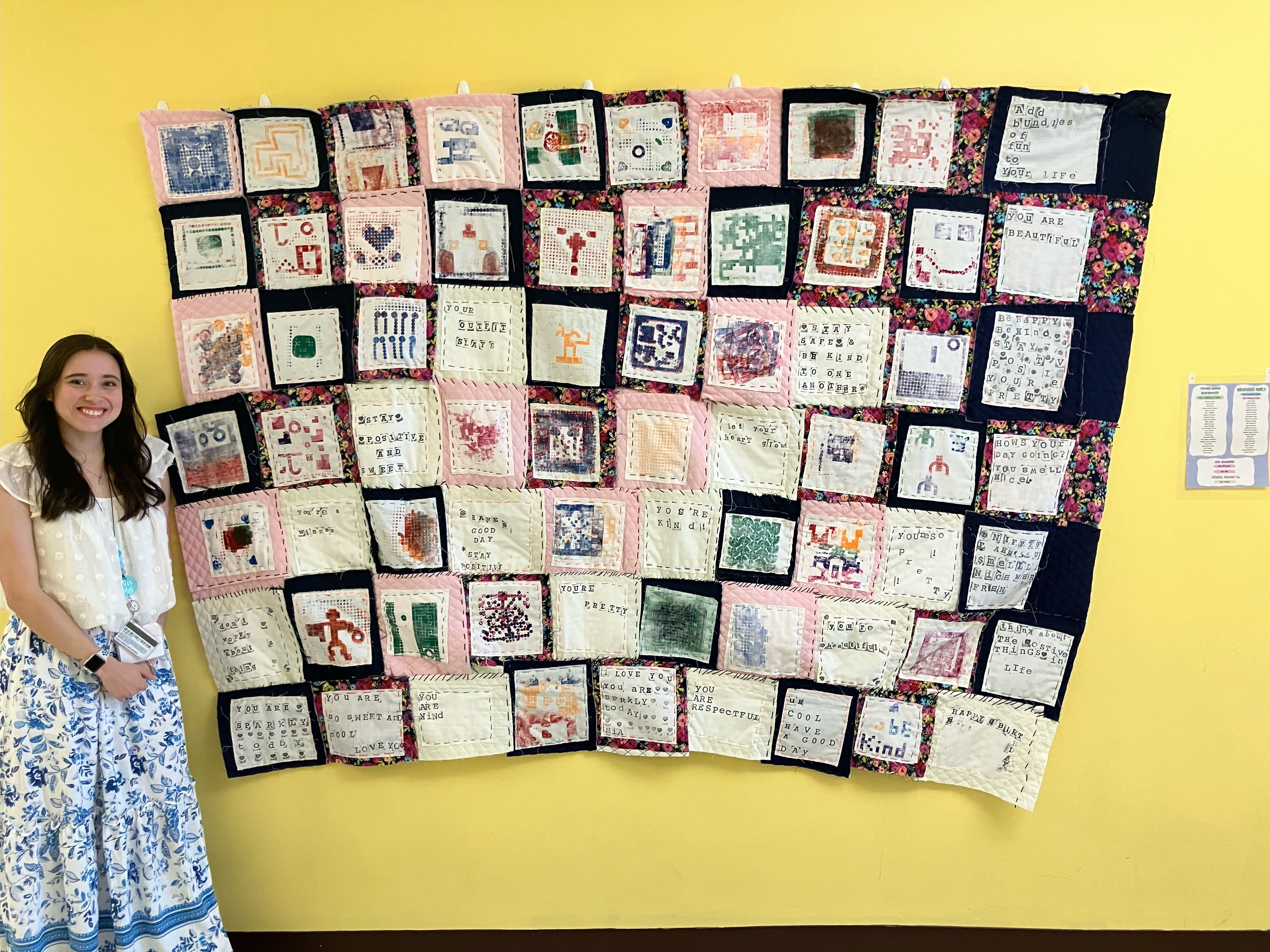 As a student teacher in my elementary school site i had the amazing oppurtunity to work with my 4th graders on a Kindness Quilt