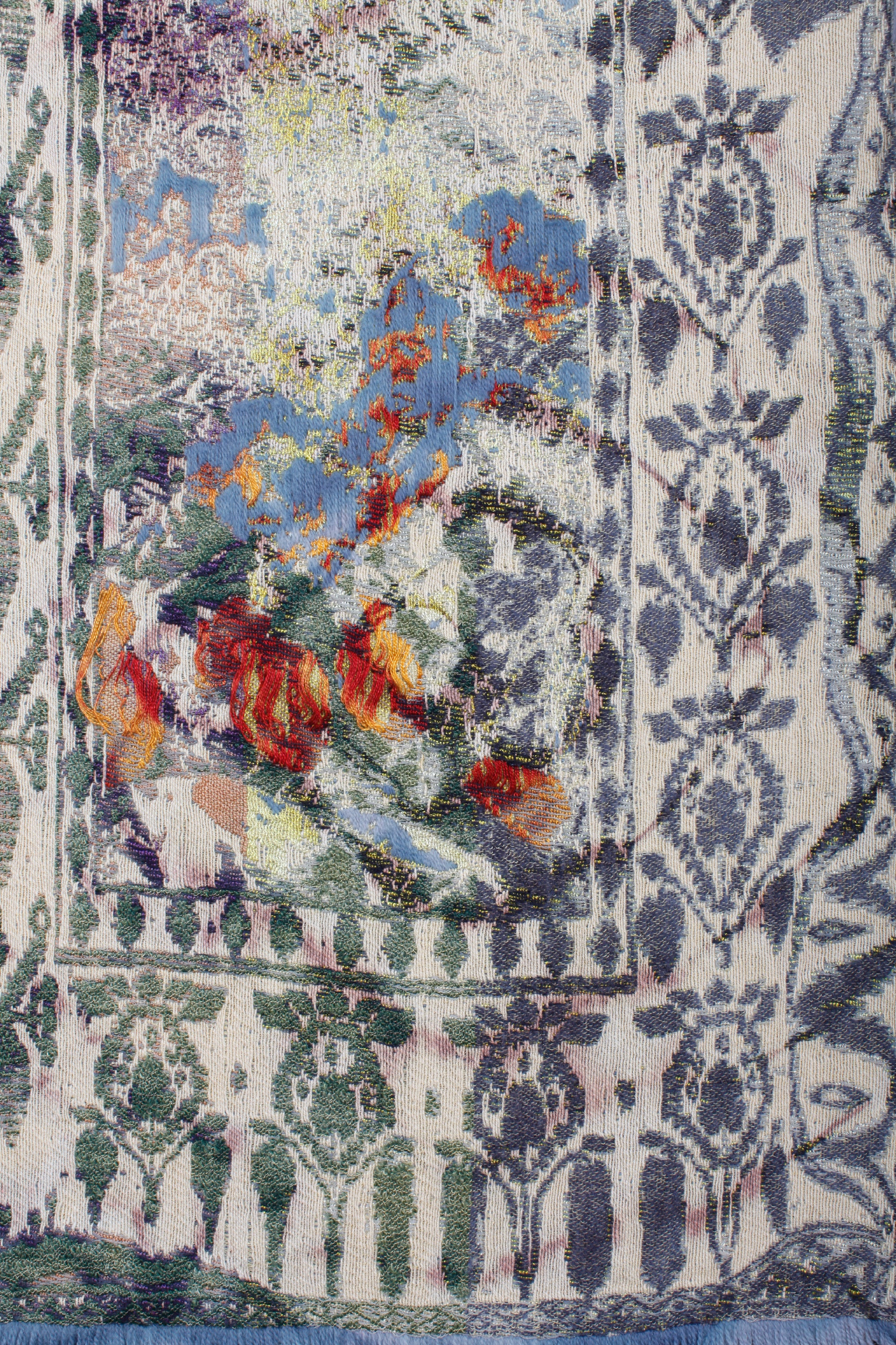 /Close-up%20detail%20of%20a%20woven%20textile%20depicting%20an%20abstract%20floral%20pattern%20in%20a%20washed-out%20color%20palette.