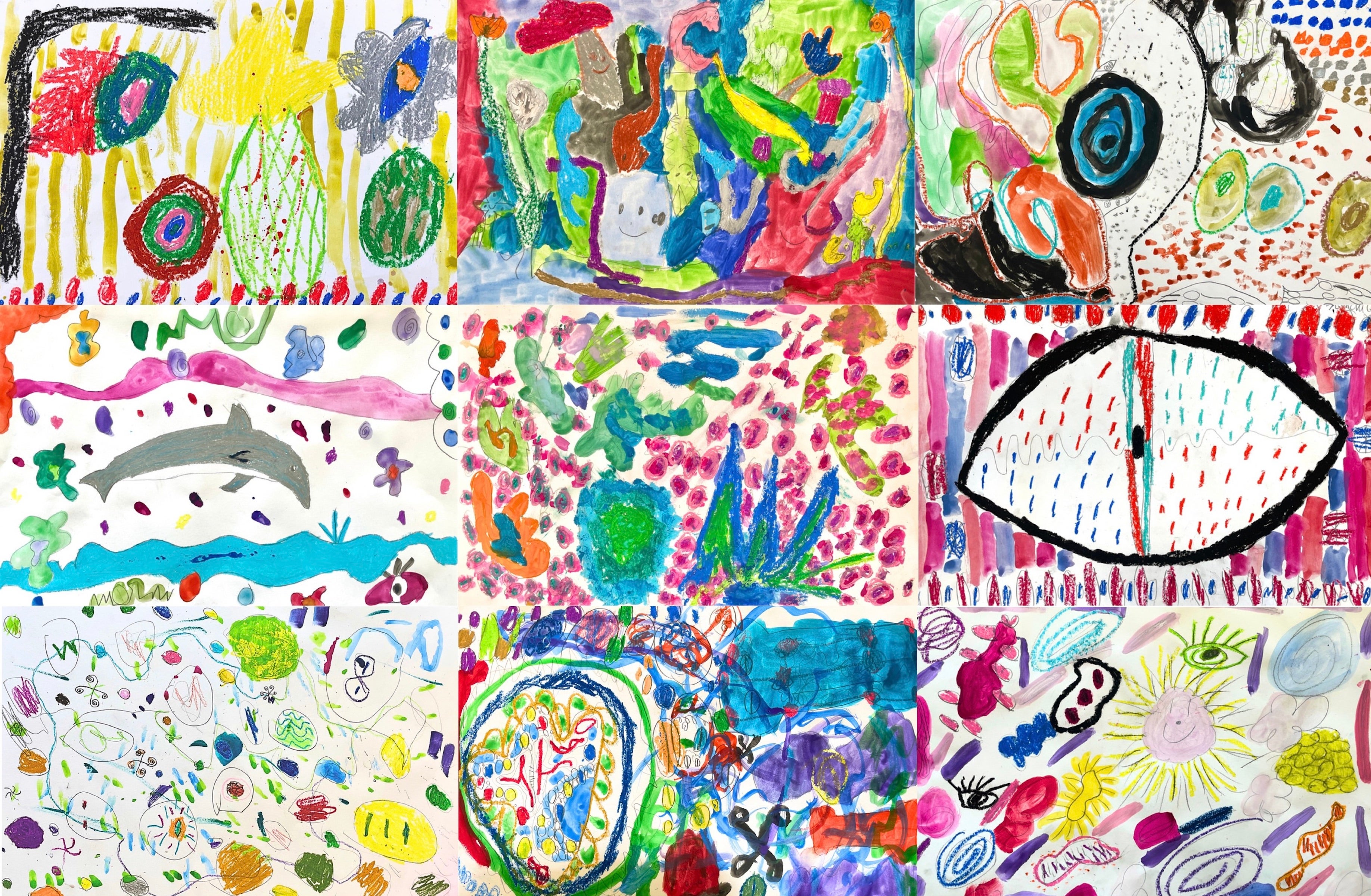 Students learned to identify organic shapes, lines, colors, and patterns in Yayoi Kusama's artwork and created their own abstract paintings, demonstrating creativity and imagination.