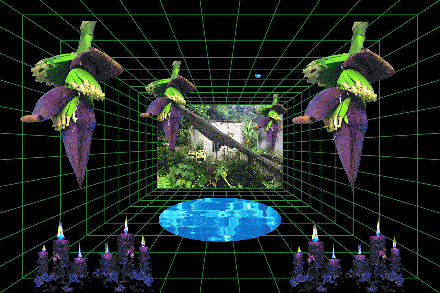 Plátano Ancestors Room 2. Animated video collage or animated gif. 2023.