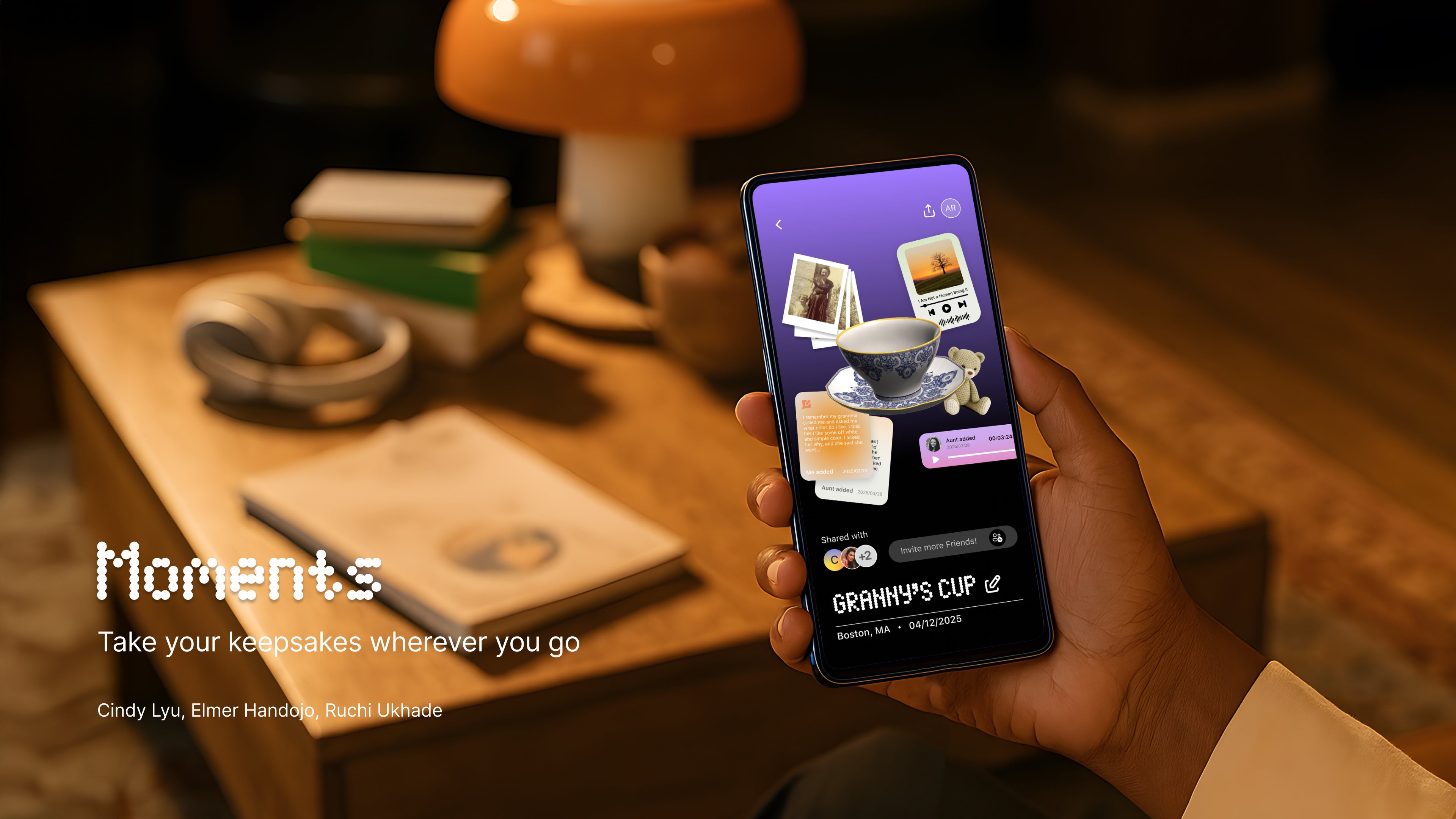“Moments” is a remembrance app to 3D scan objects, add memories, and build a personal archive of meaningful keepsakes