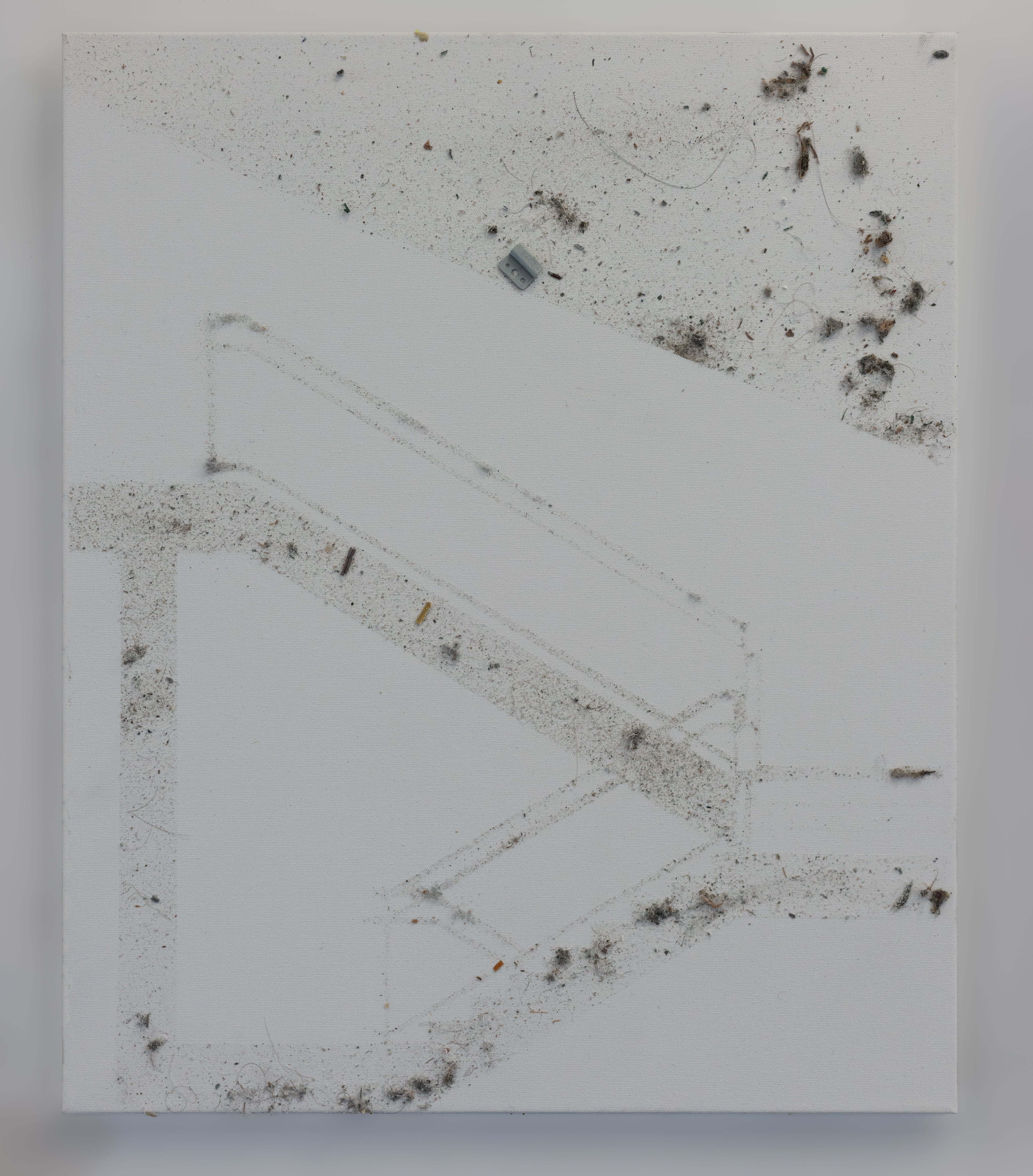 "Getting to the Core of It Digital drawing, scanned dust  This drawing extracts the circulation core of a building and introduces swept dust as an architectural hatch. By using debris to mark selective surfaces while leaving expected poche conditions unresolved, the drawing confuses distinctions between solid, void, structure, and occupation, treating accumulated matter as both residue and representation."