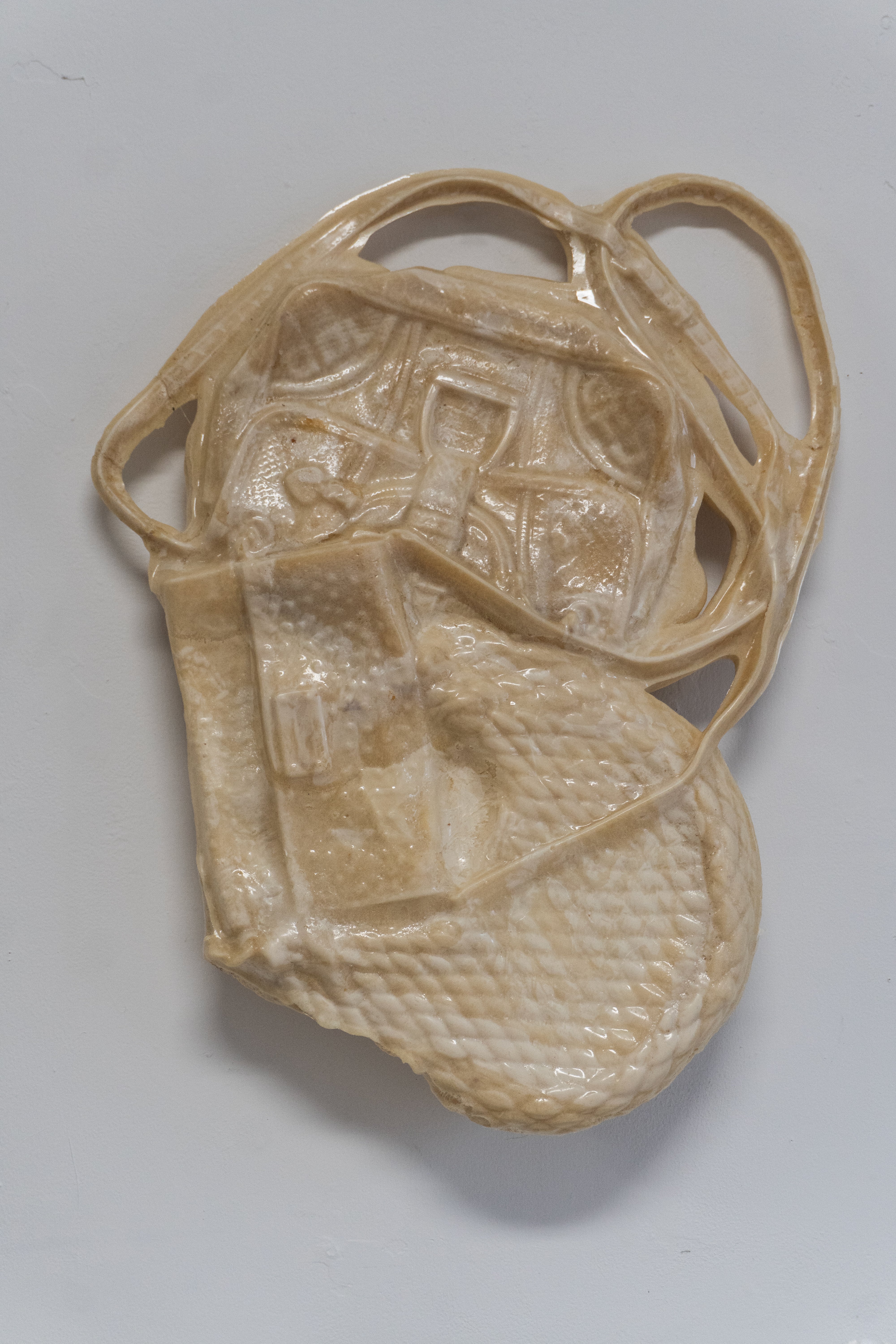 Bags vacuum-formed together, then used as a mold to cast marine foam. Made to float in the Providence River.