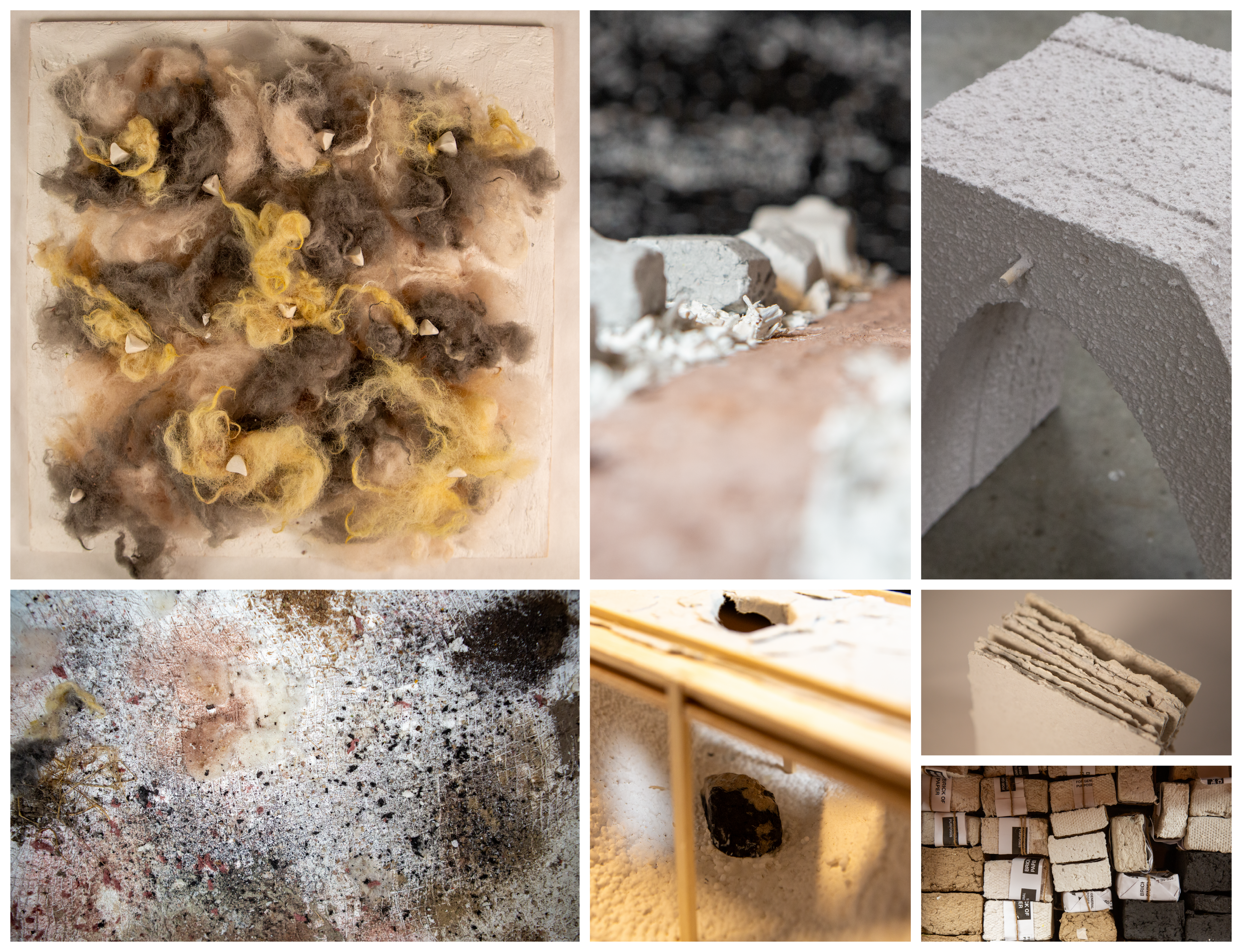 Experiments in material and form, from the fibers of paper and wool, to the shape of arches and cities.