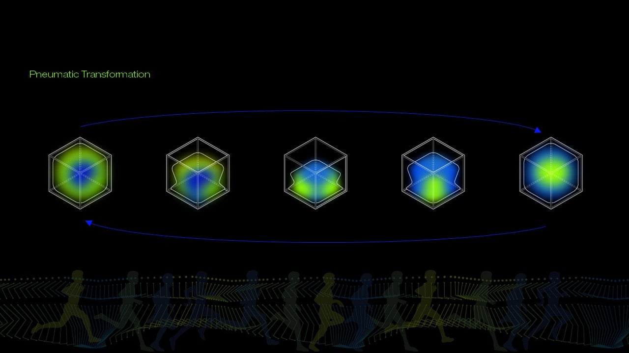 four cubes with green and blue 