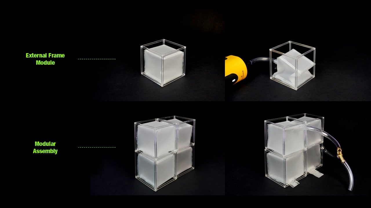 cubes with expanding fabric inside
