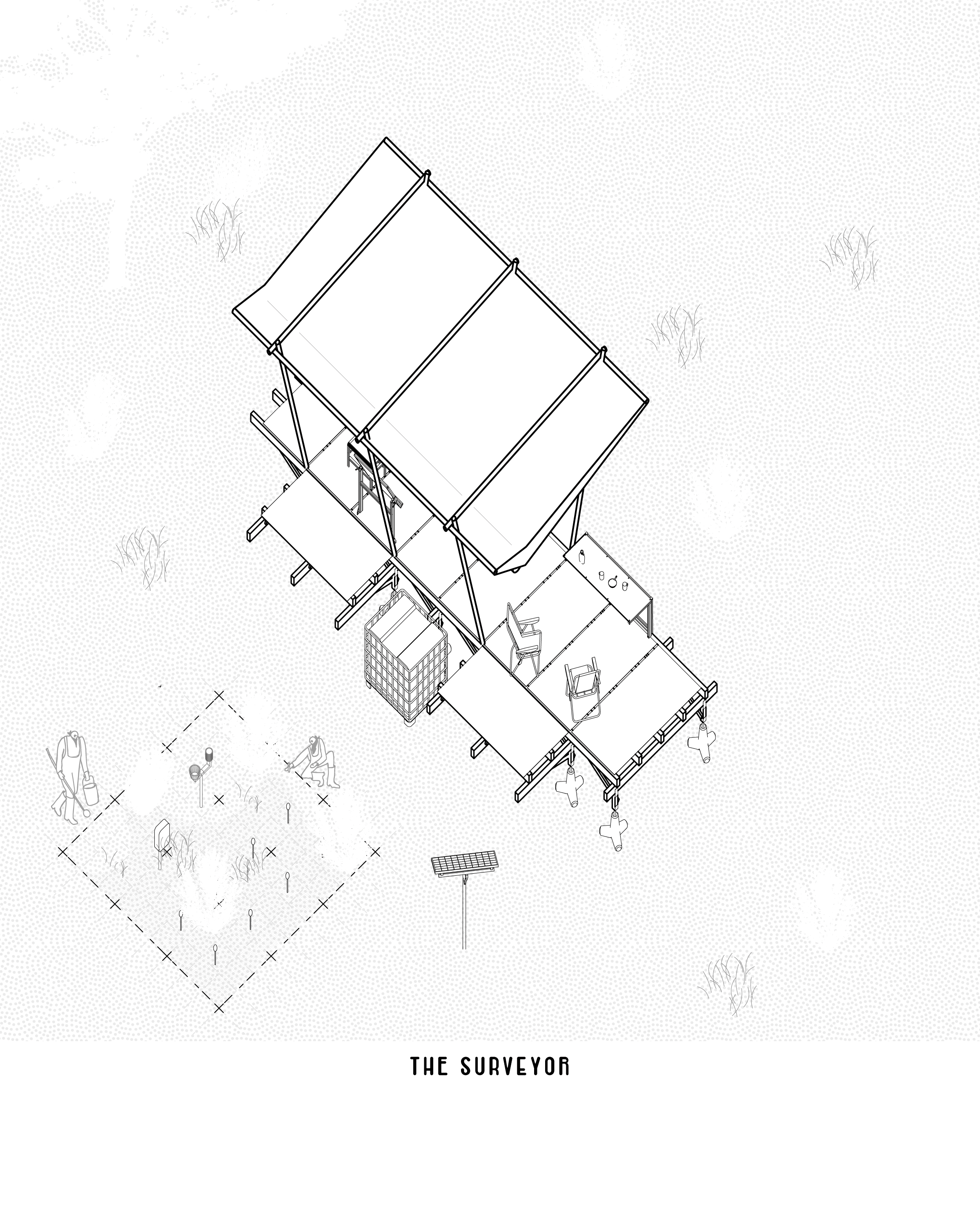 Gif showing the 4 mediating roles positioned throughout Glen Canyon, illustrating a distributed network of research shelters and environmental instruments that support observation, recreation, and ecological engagement along the river corridor.
